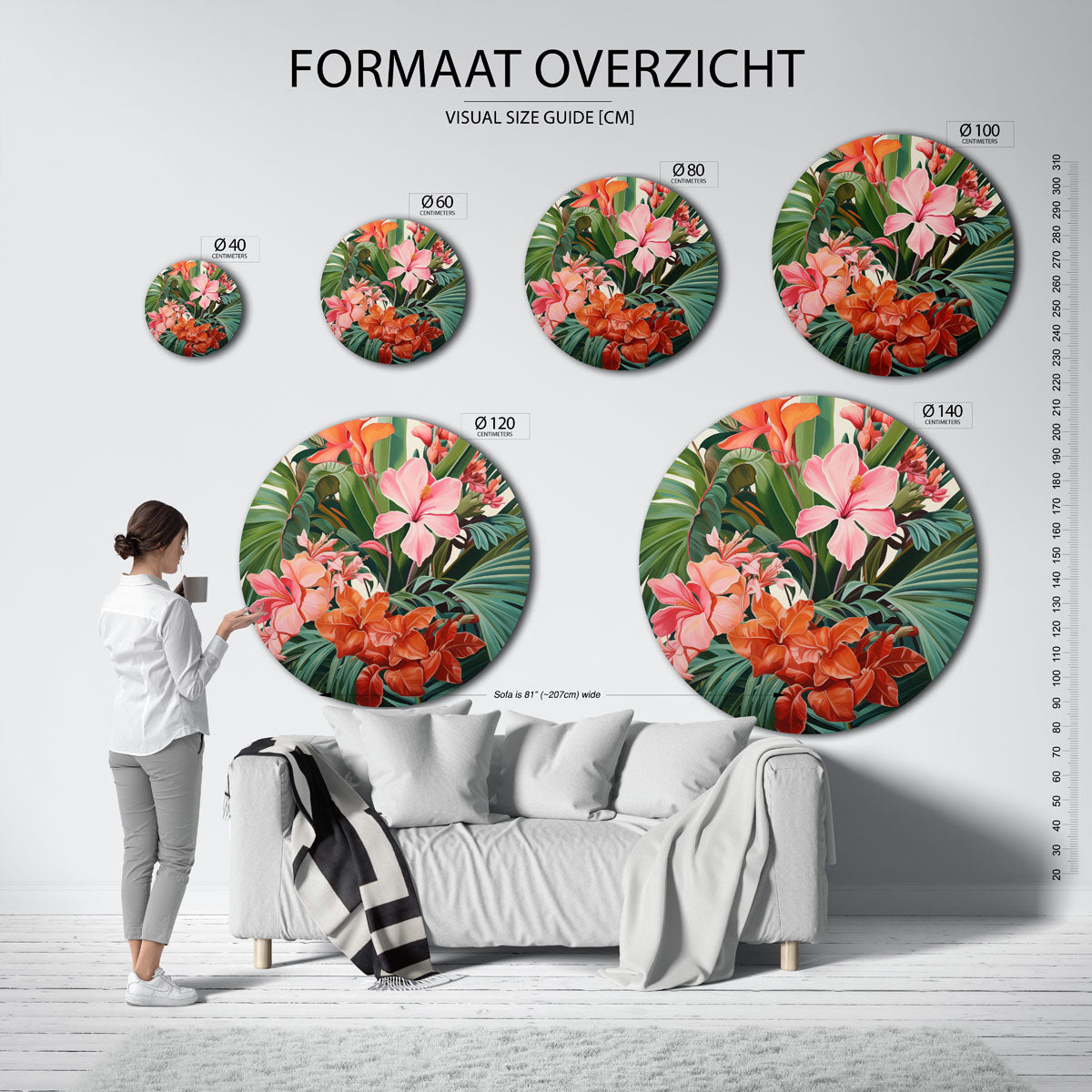 Bloemen en bladeren Muurcirkel