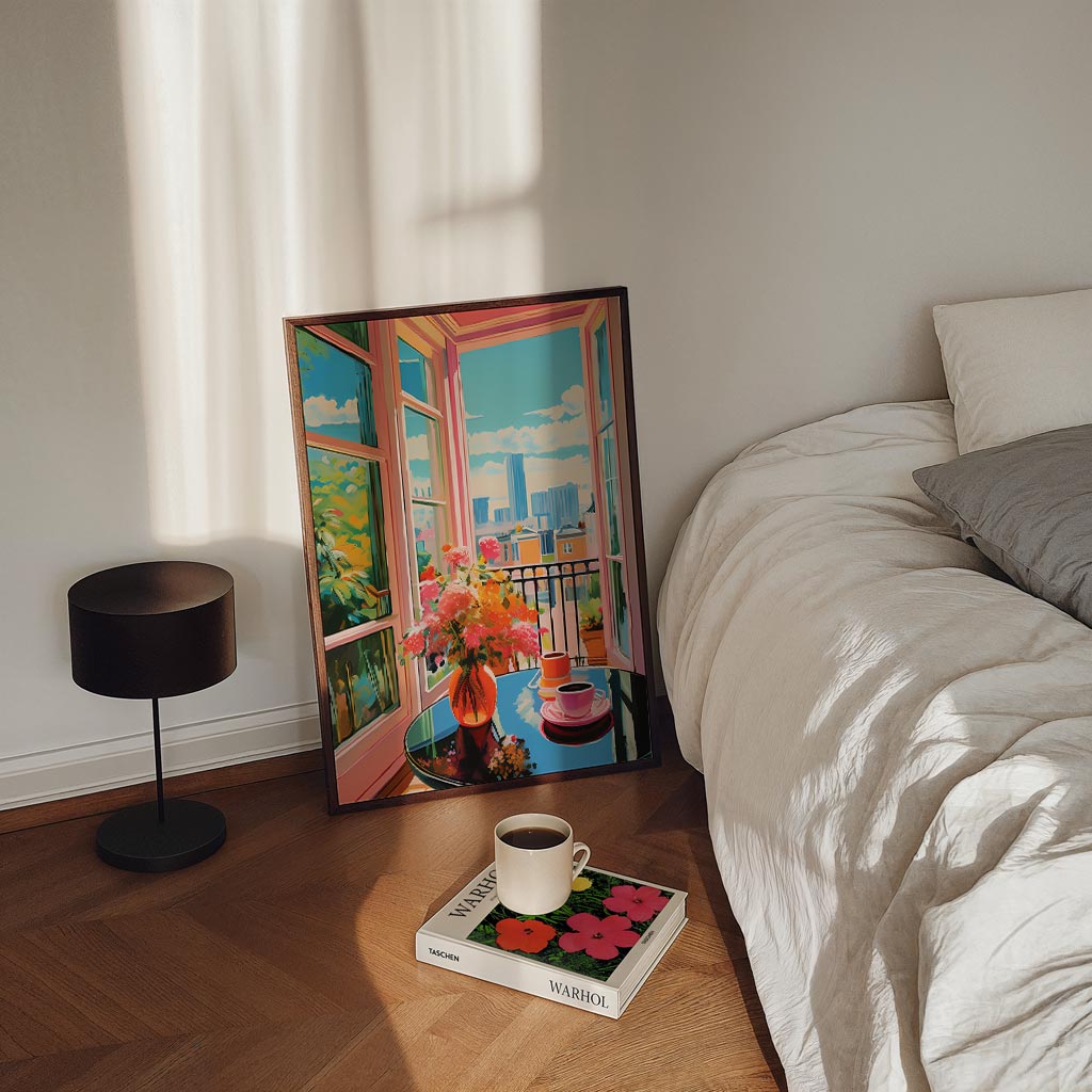 Gezellige Balkon Brunch Poster-WallArtistic