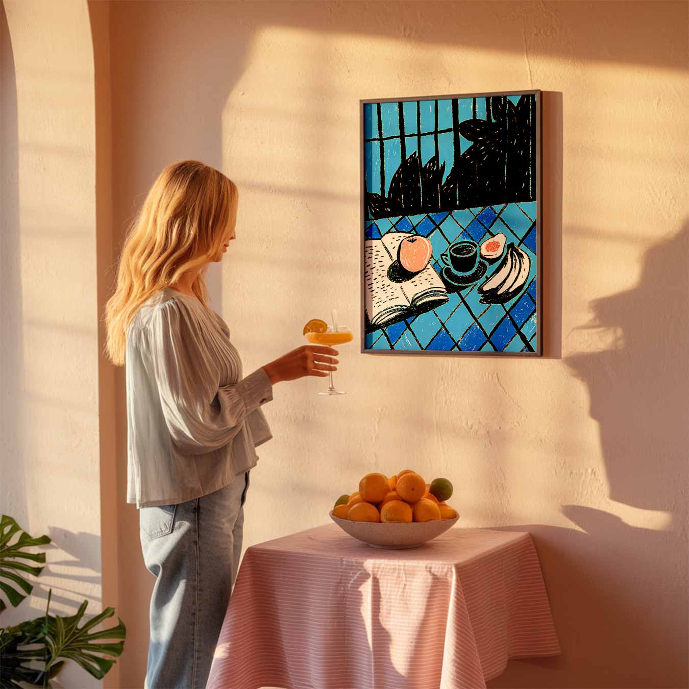 Stijlvolle Ontbijt Illustratie Poster-WallArtistic