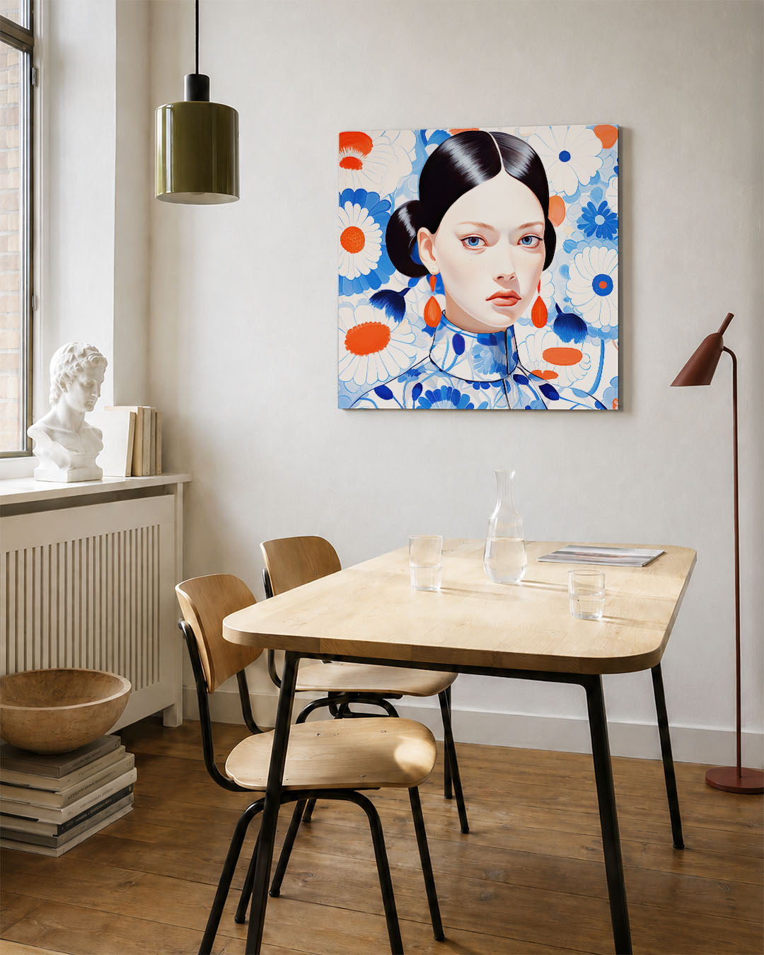 Vrouwelijk portret bloemen Kunstwerk