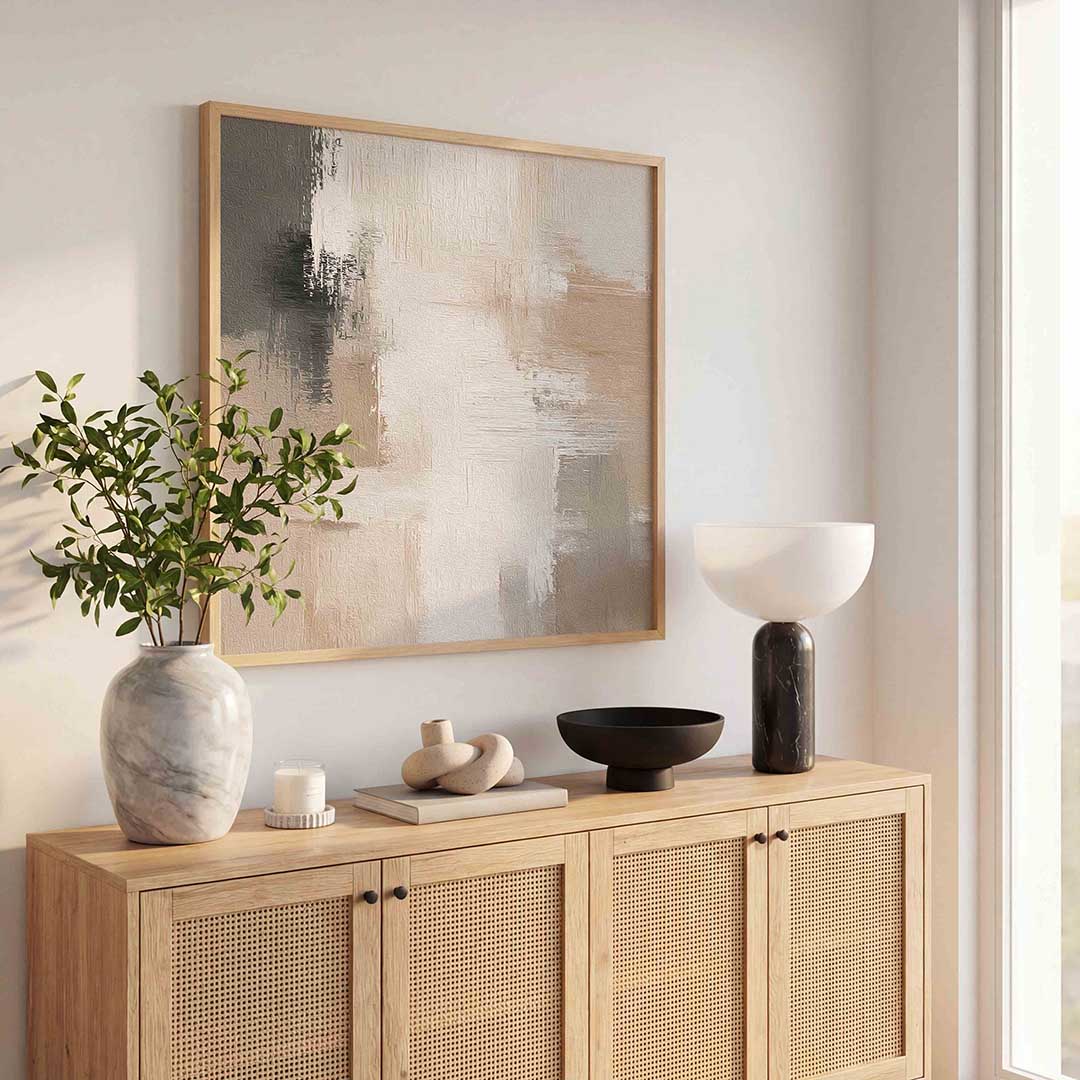 Abstracte beige en grijze Poster