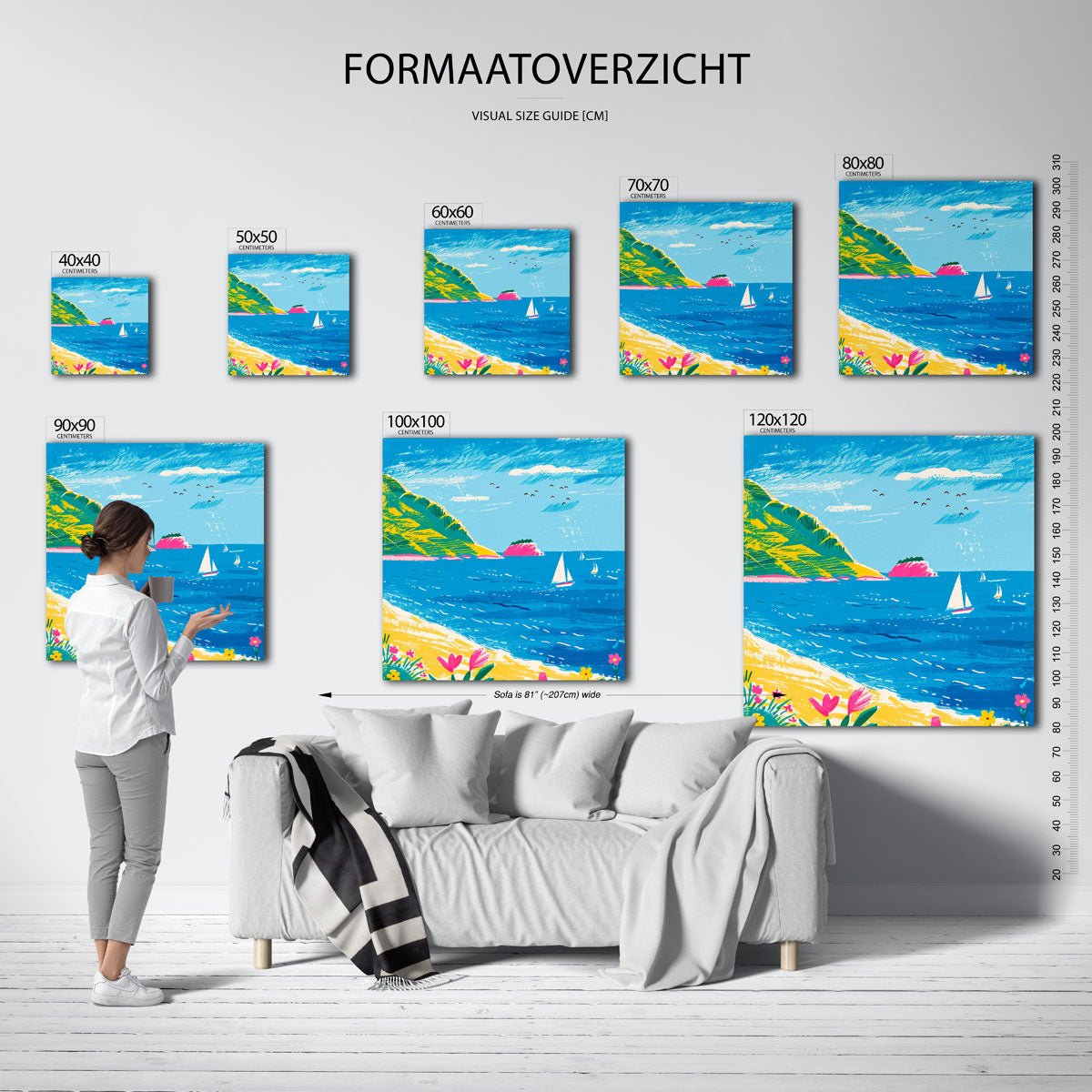 Zeilboten en kust Poster