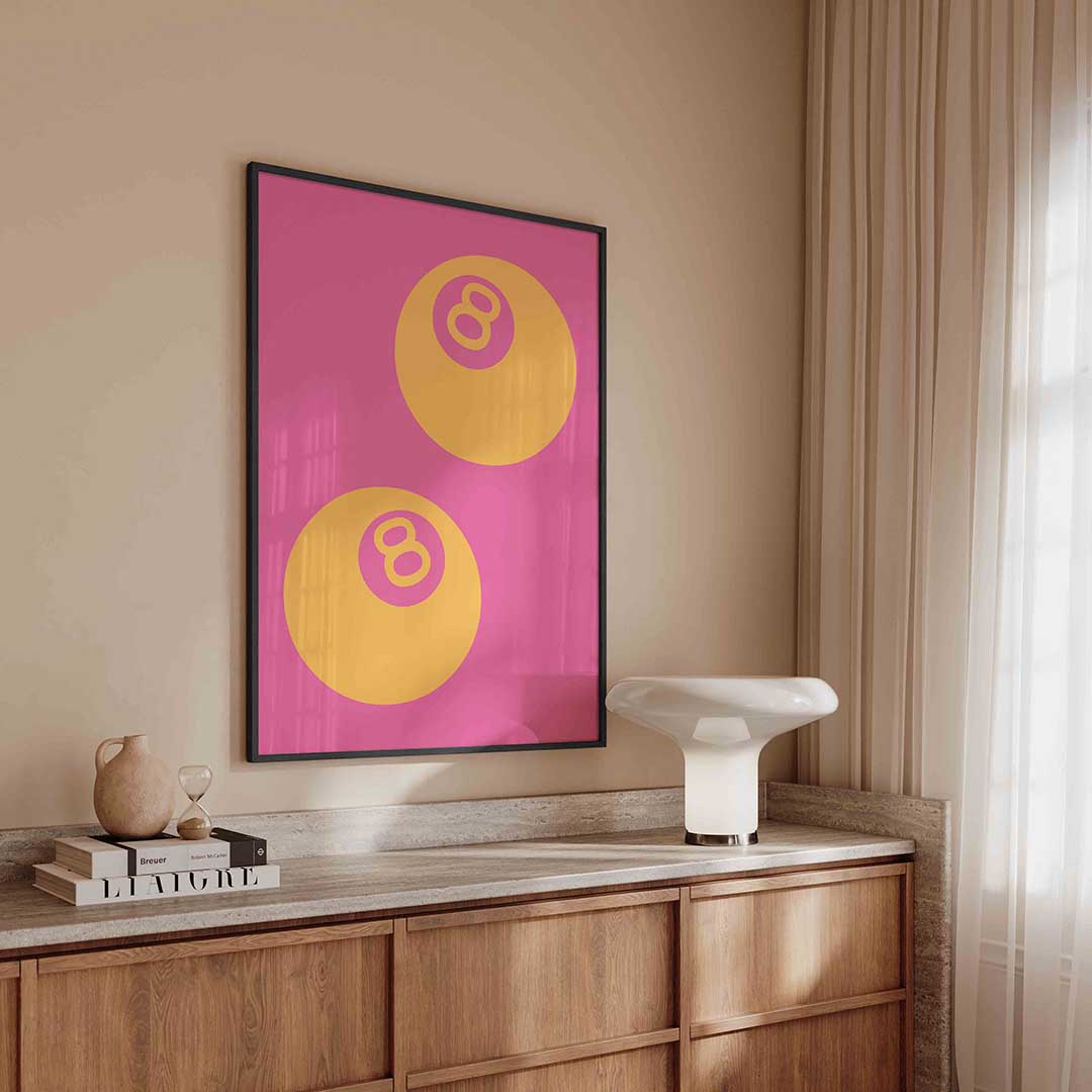 Gele ballen op roze Poster