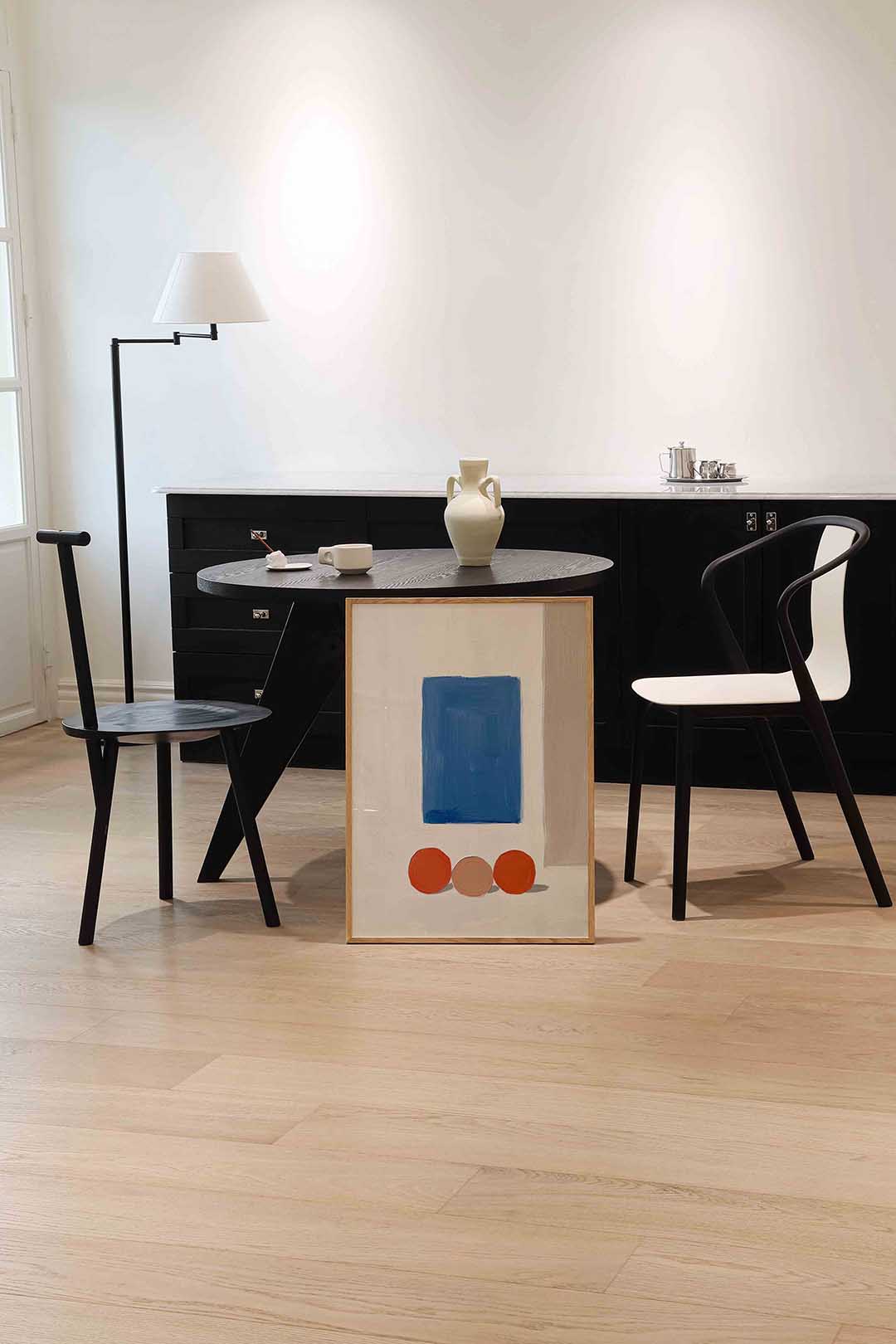 Blauwe rechthoek en cirkels Poster