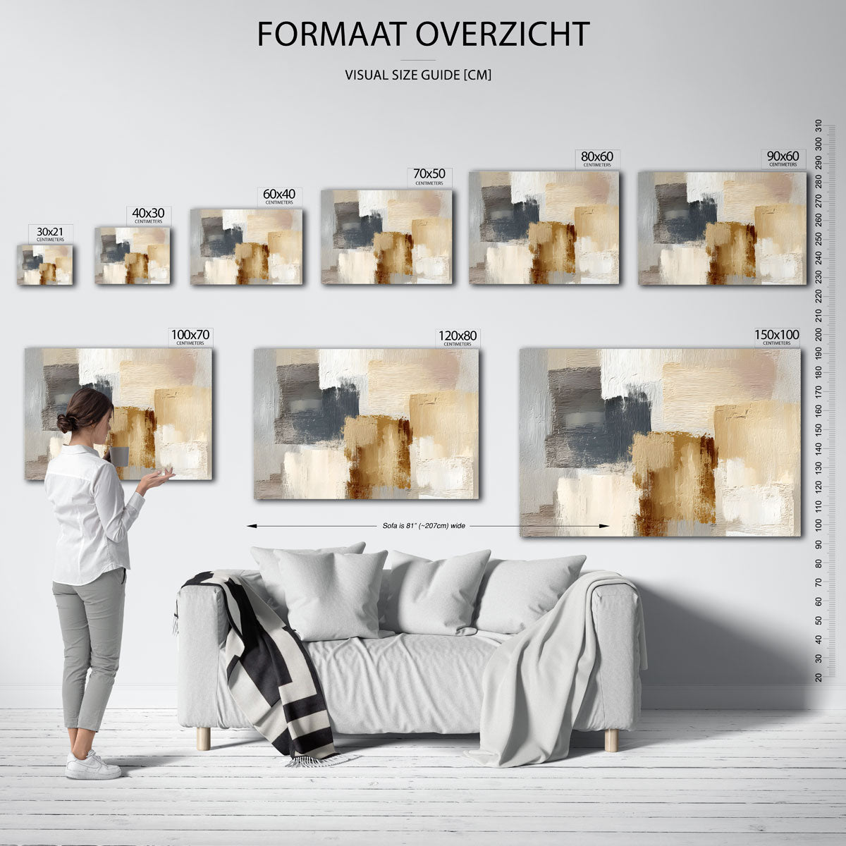 Abstracte beige en grijze vlakken Poster