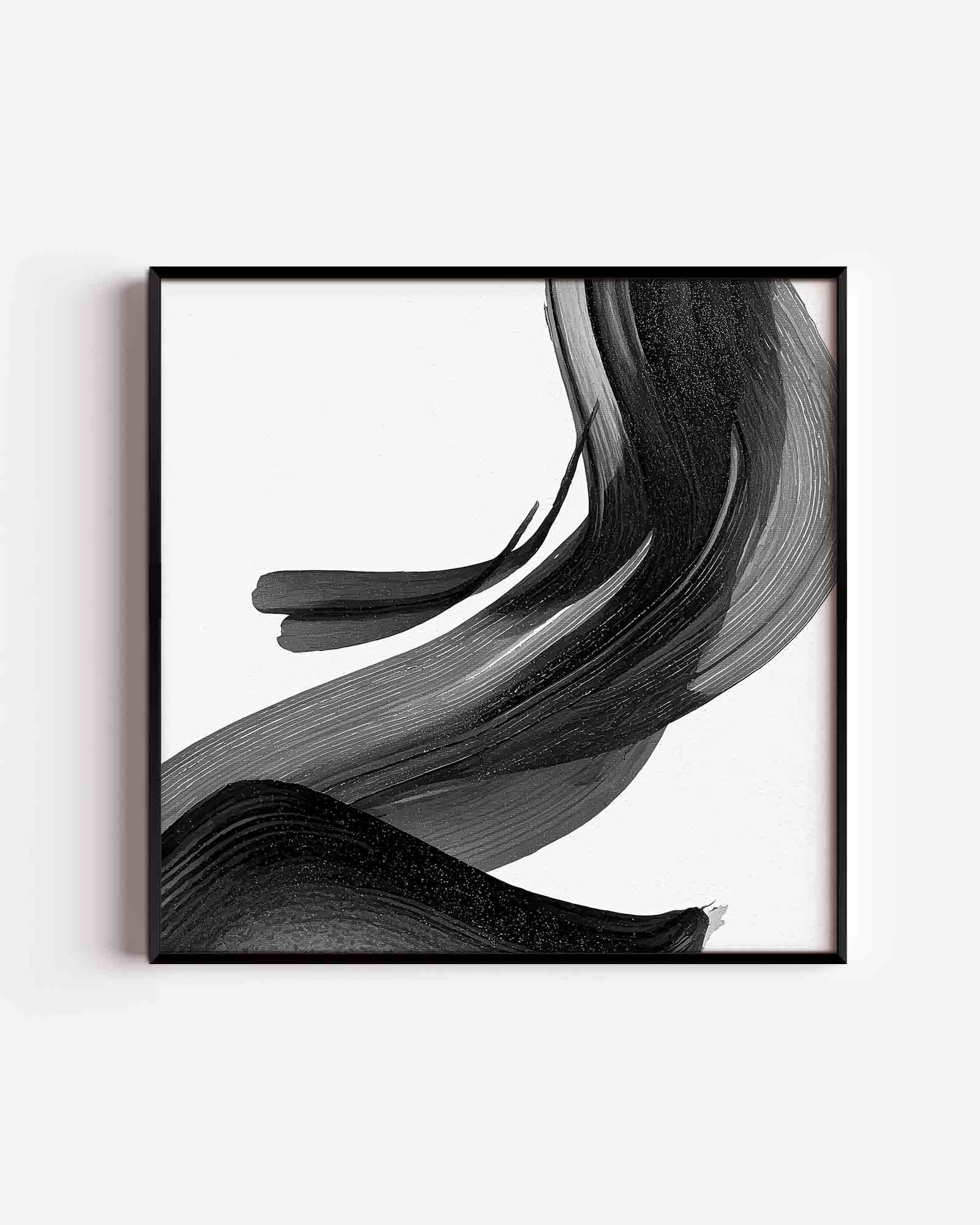 Abstracte zwarte penseelstreken Poster