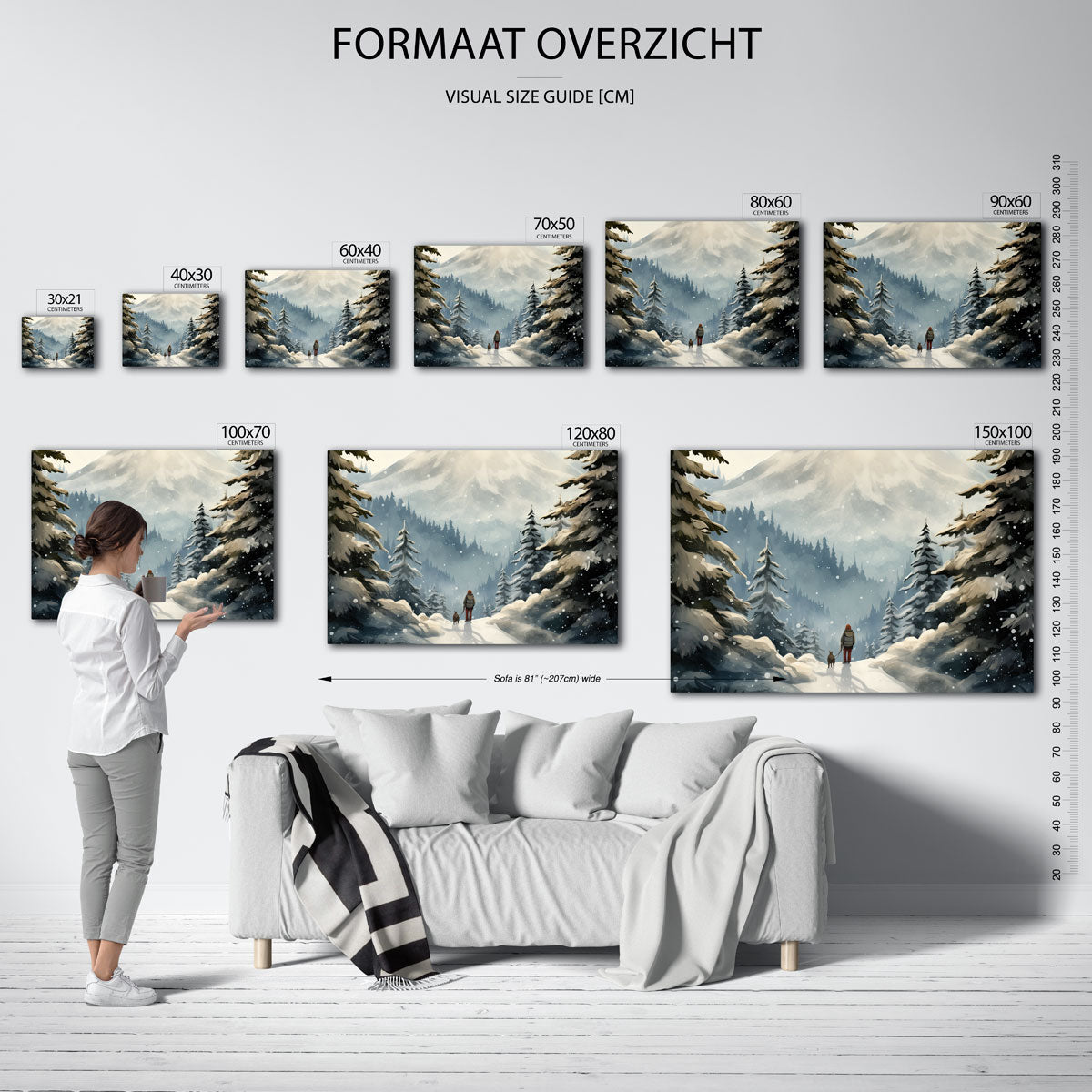 Winterlandschap met wandelaar Poster