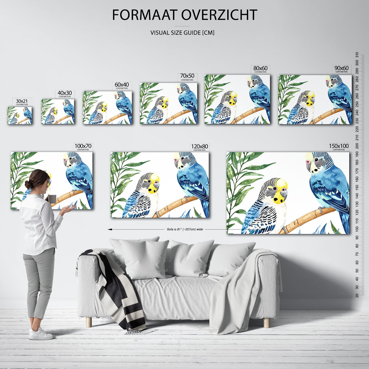 Parkieten en bladeren Poster