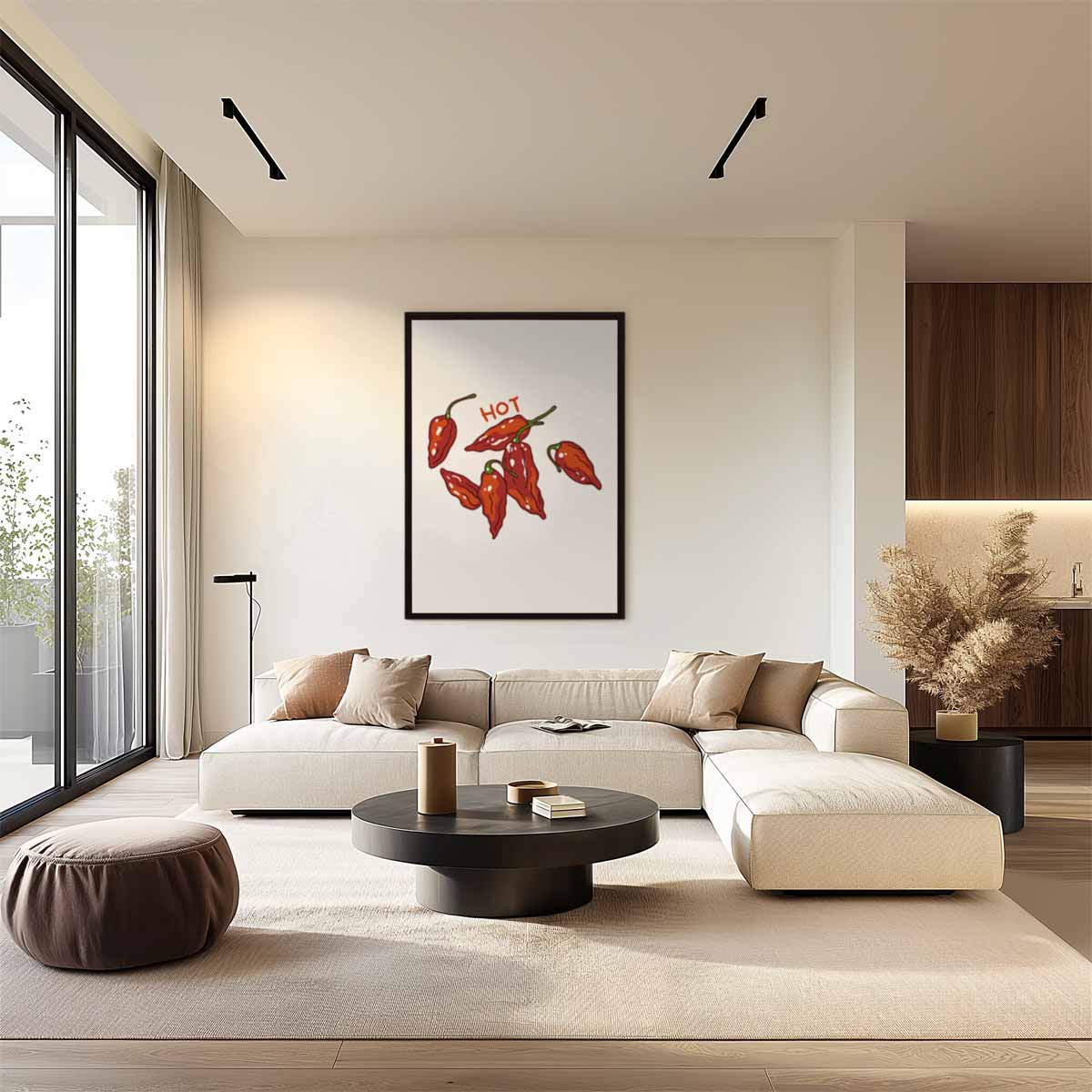 Pittige Paprika Illustratie Kunstwerk-canvas-dibond-plexiglas-wanddecoratie-WallArtistic