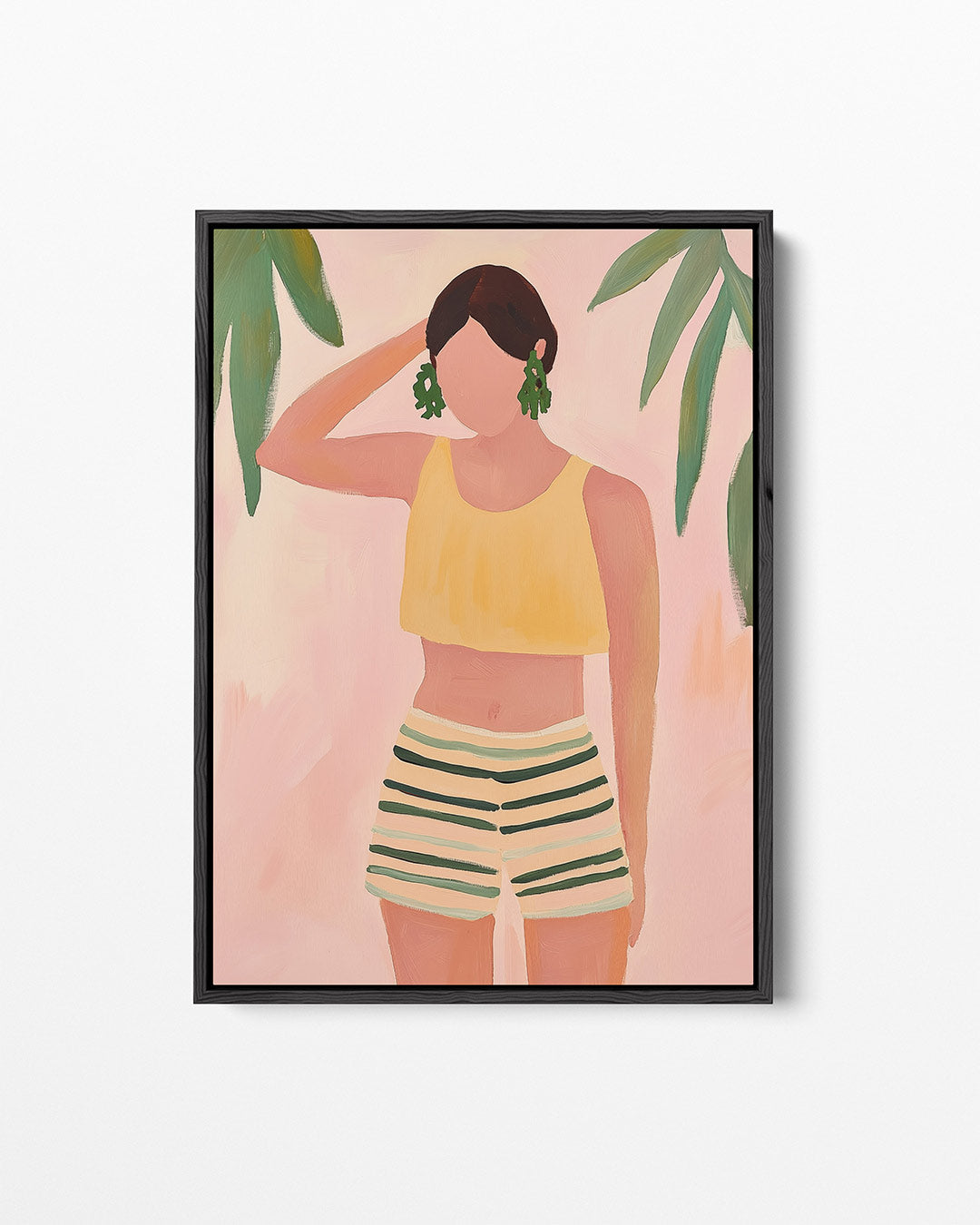 Vrouw met groene bladeren Kunstwerk