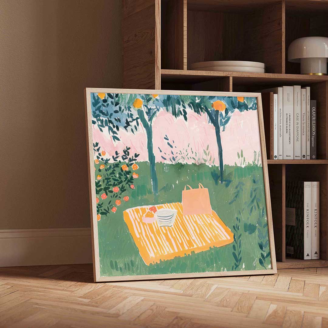 Picknick onder sinaasappelbomen Poster