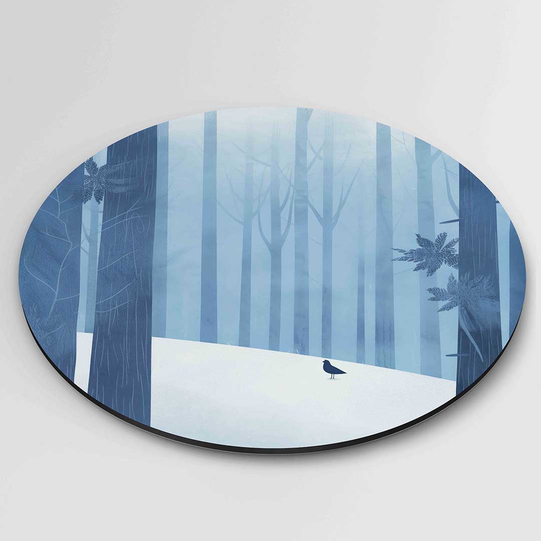 Boslandschap met vogel Muurcirkel