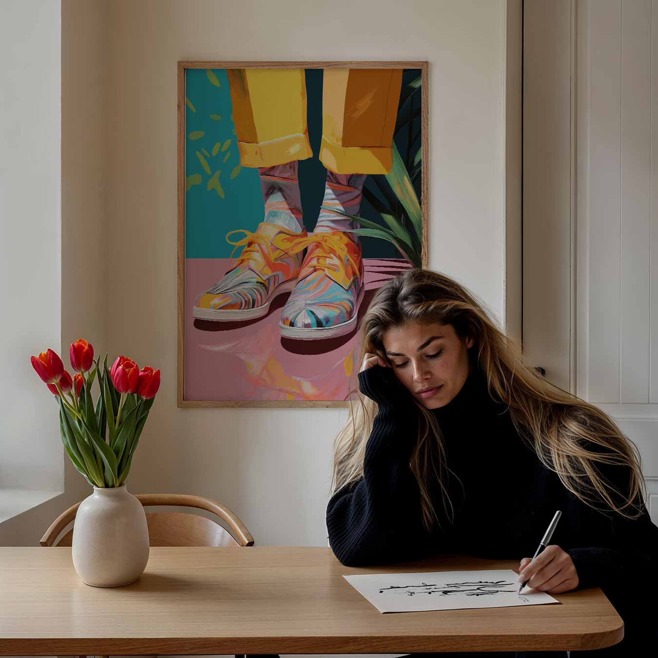 Kleurrijke Kunstzinnige Schoenvibes Poster-WallArtistic