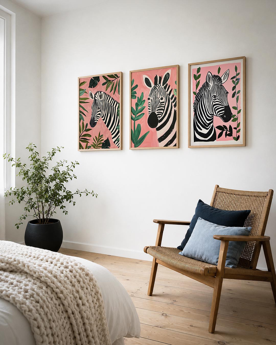 Zebra en bladeren Posterset