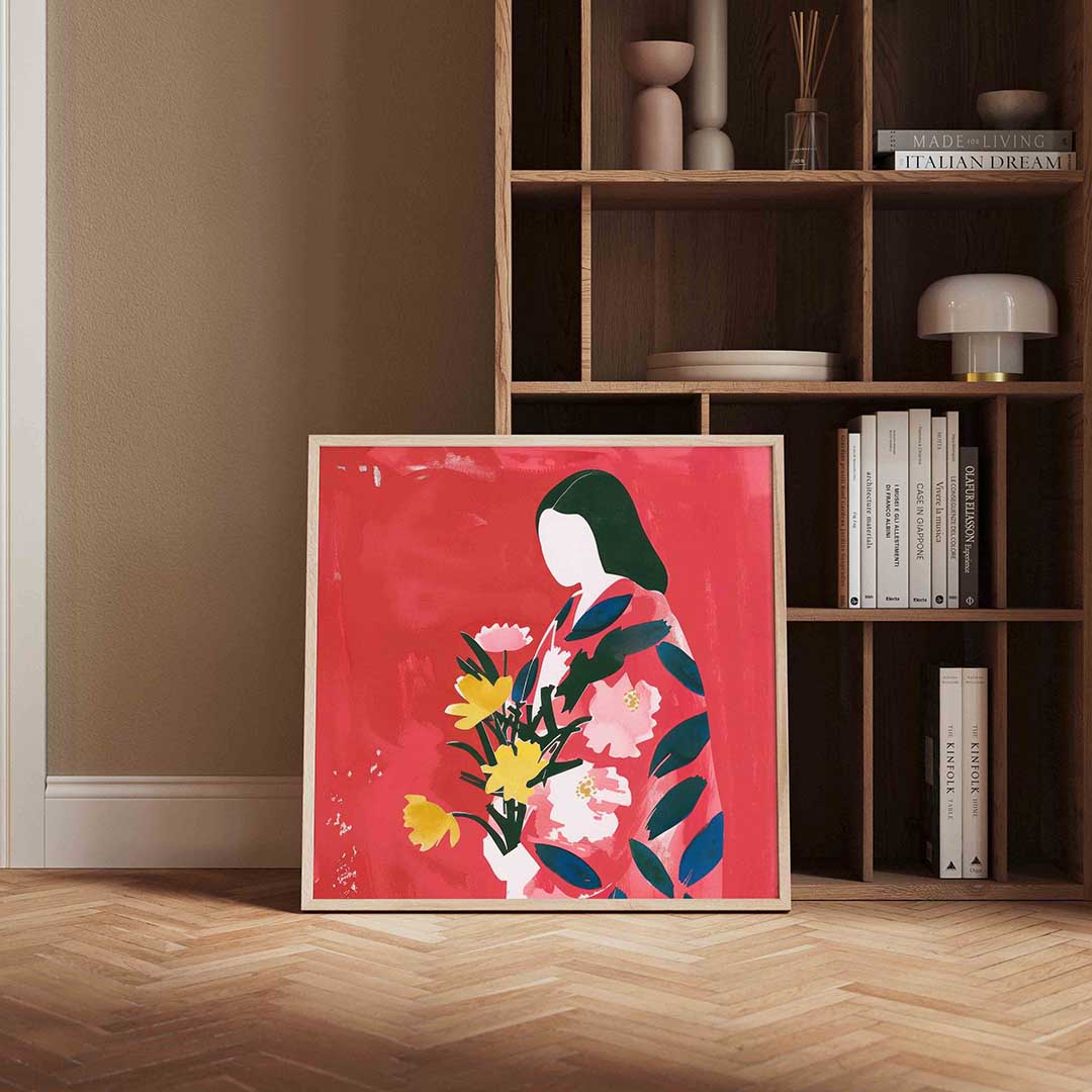 Vrouw met bloemen Poster