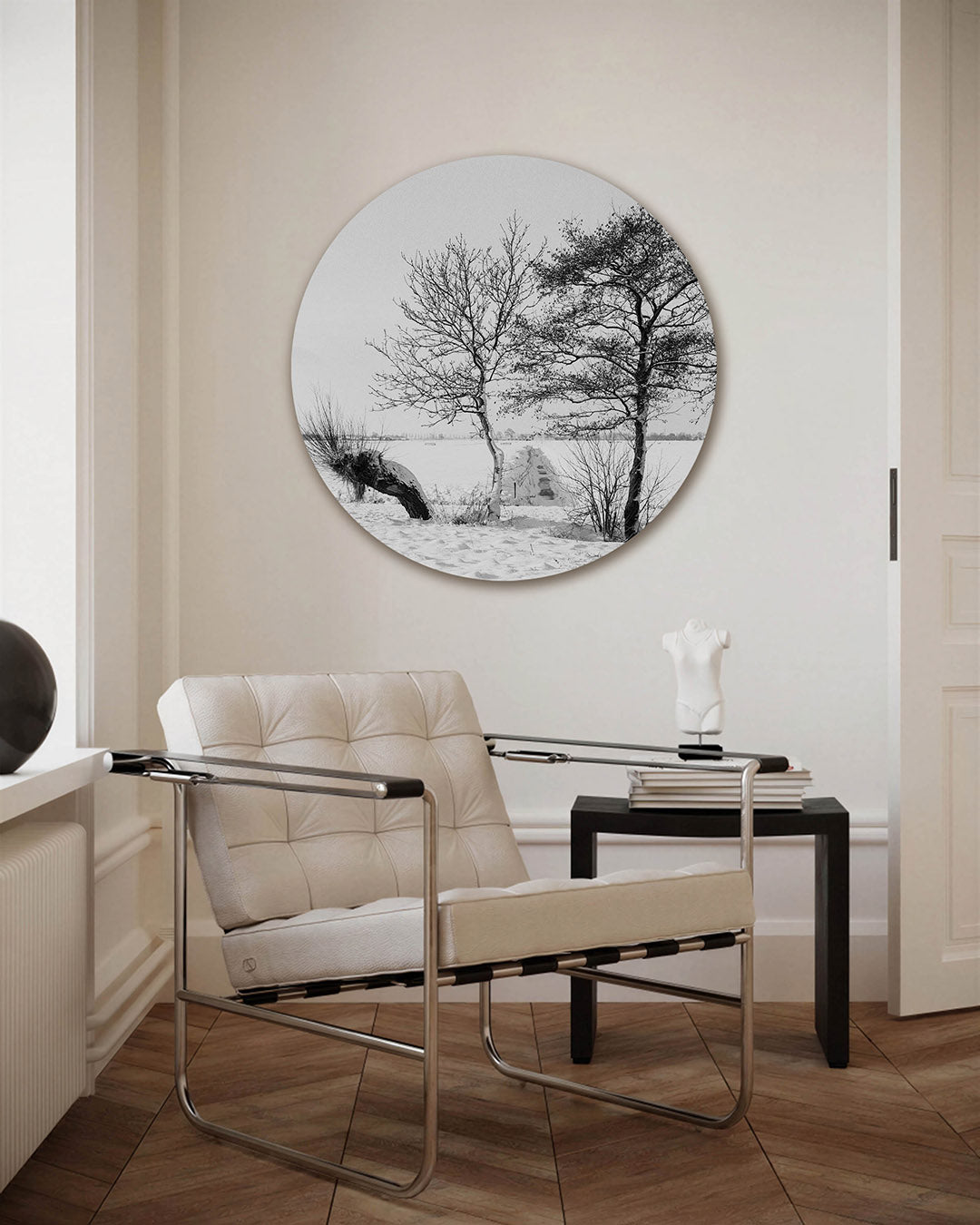 Winterlandschap met bomen Muurcirkel