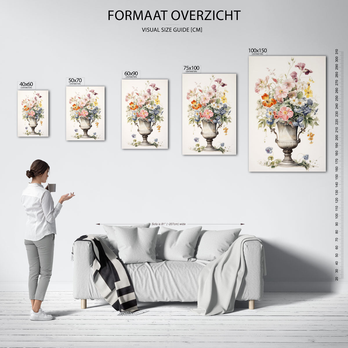 Bloemrijke vaas Kunstwerk