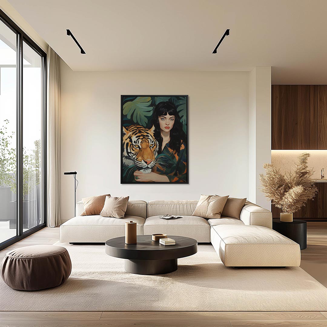 Vrouw met tijger Kunstwerk