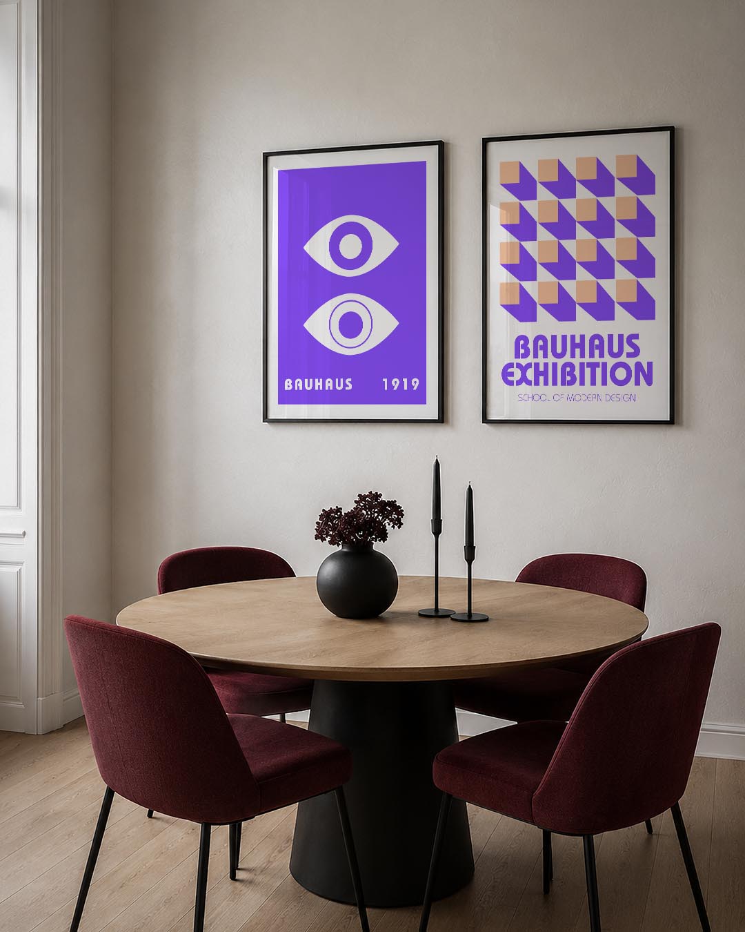 Oogvormen en paars Posterset