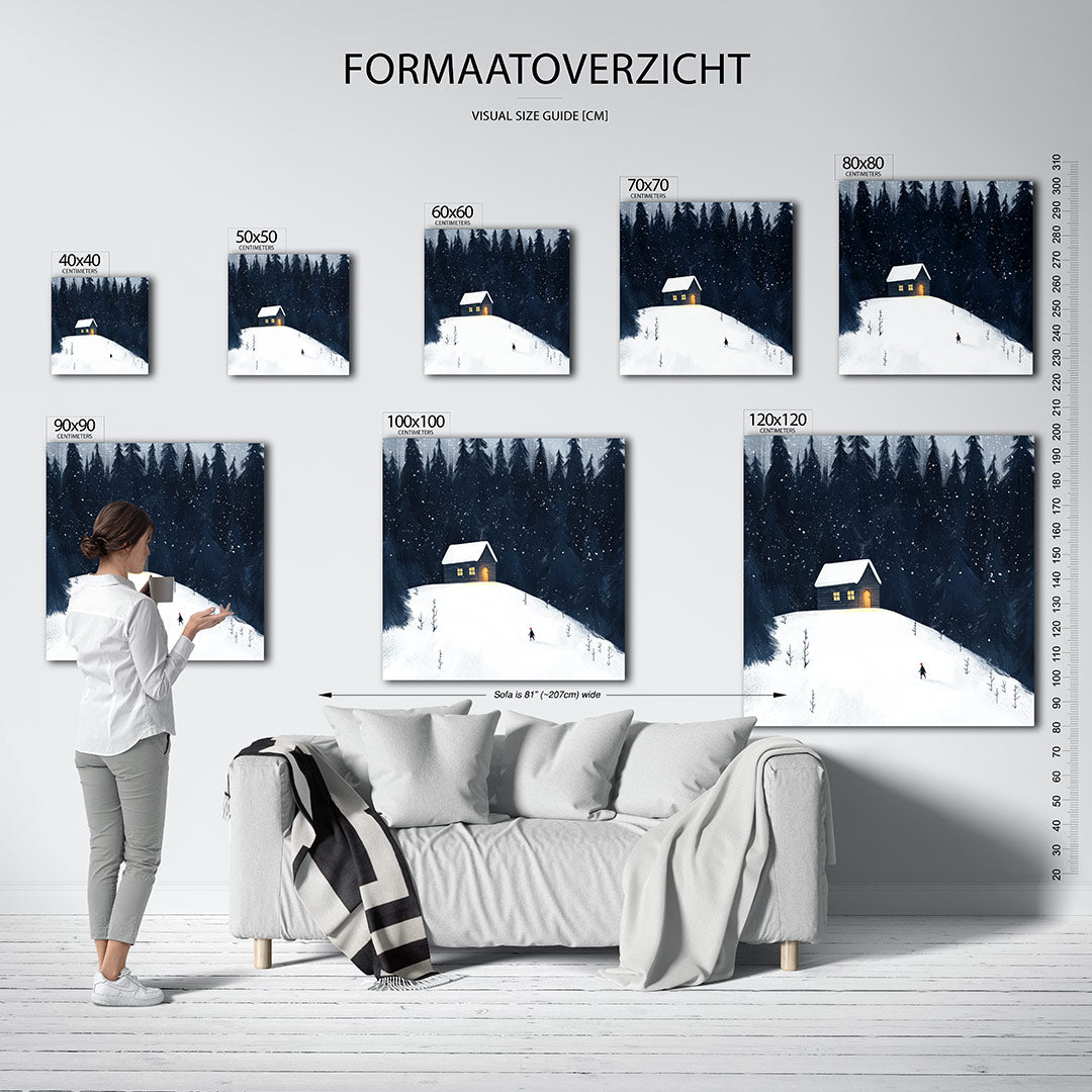 Winterlandschap met huis Kunstwerk