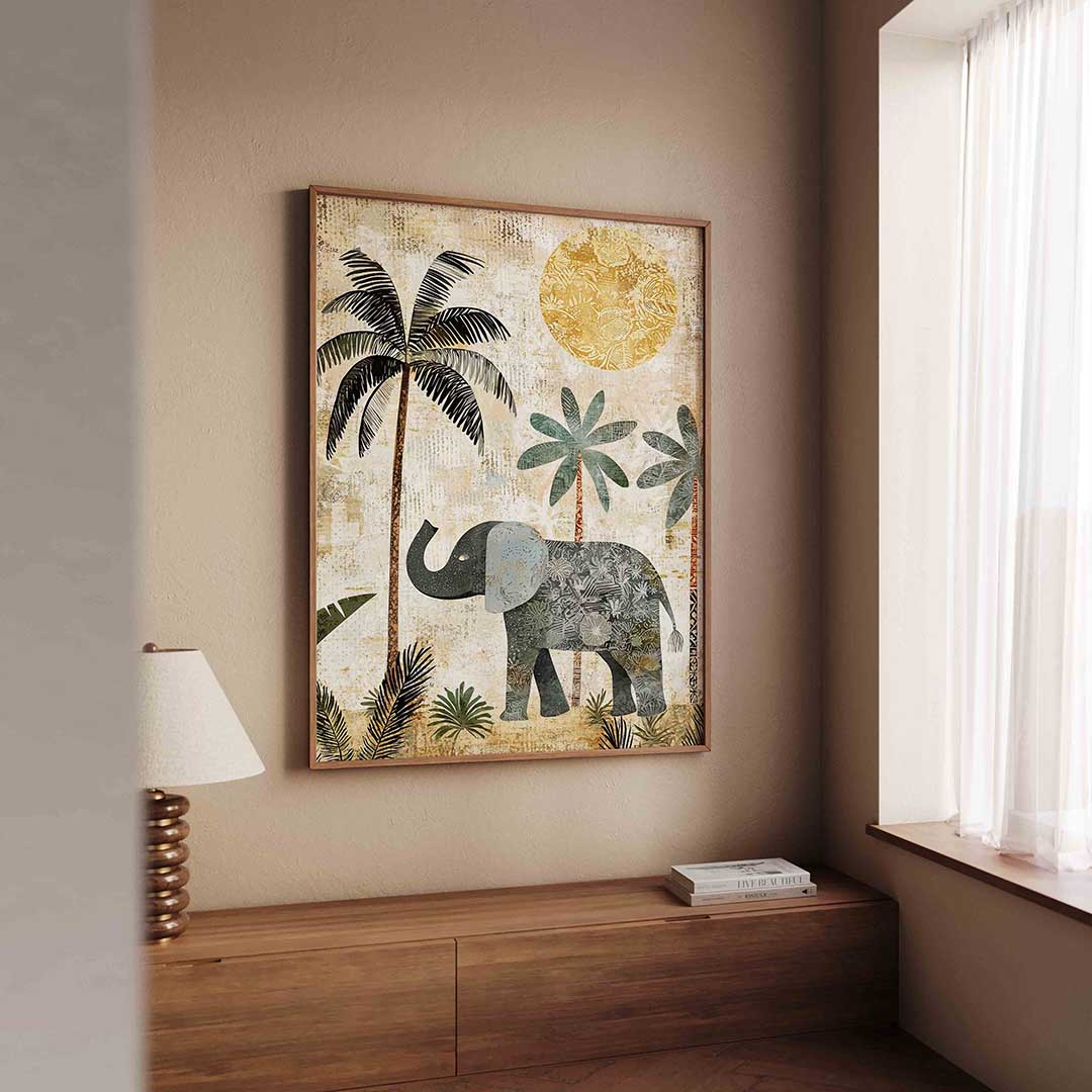 Olifant en palmbomen Poster