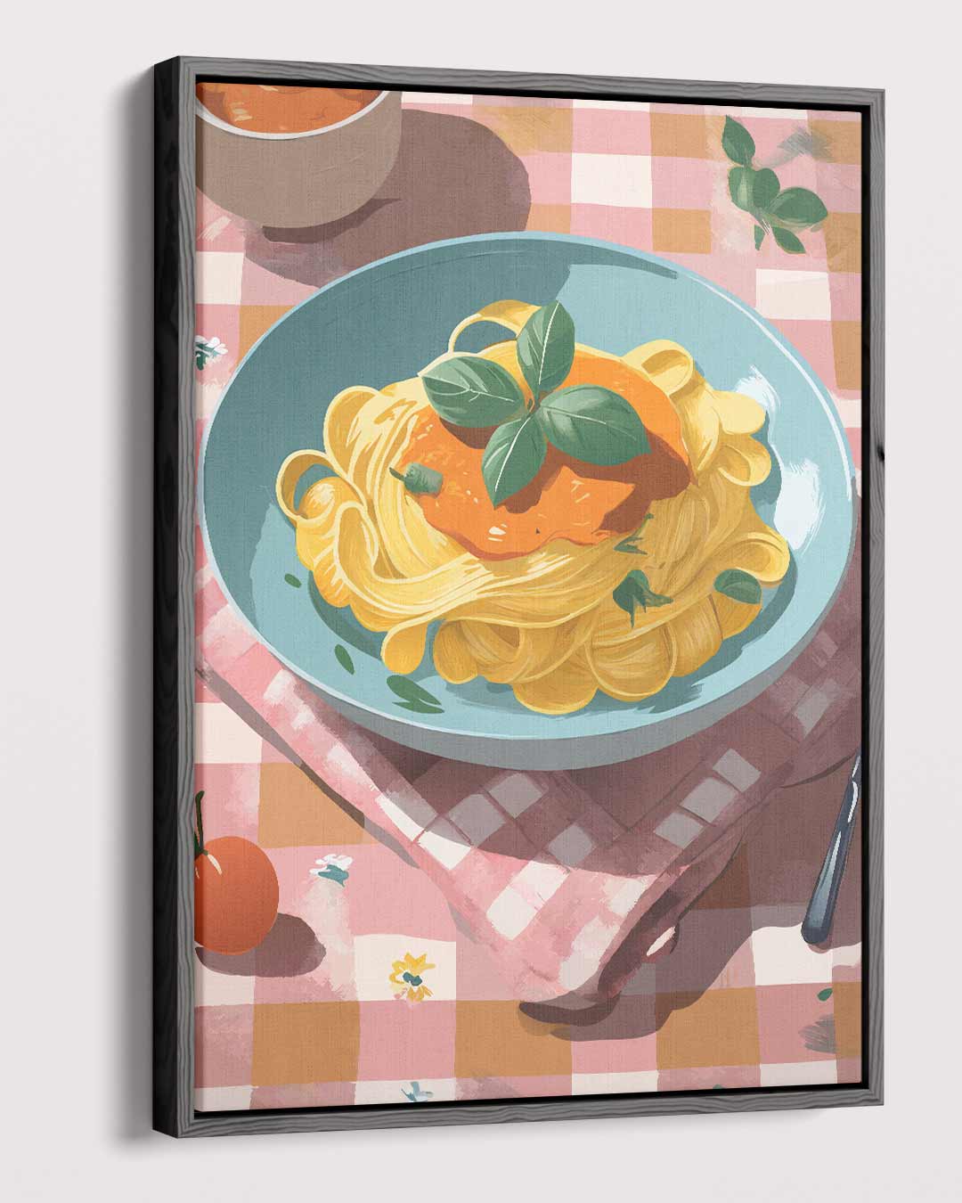 Pasta op Geblokt Tafelkleed Kunstwerk-canvas-dibond-plexiglas-wanddecoratie-WallArtistic