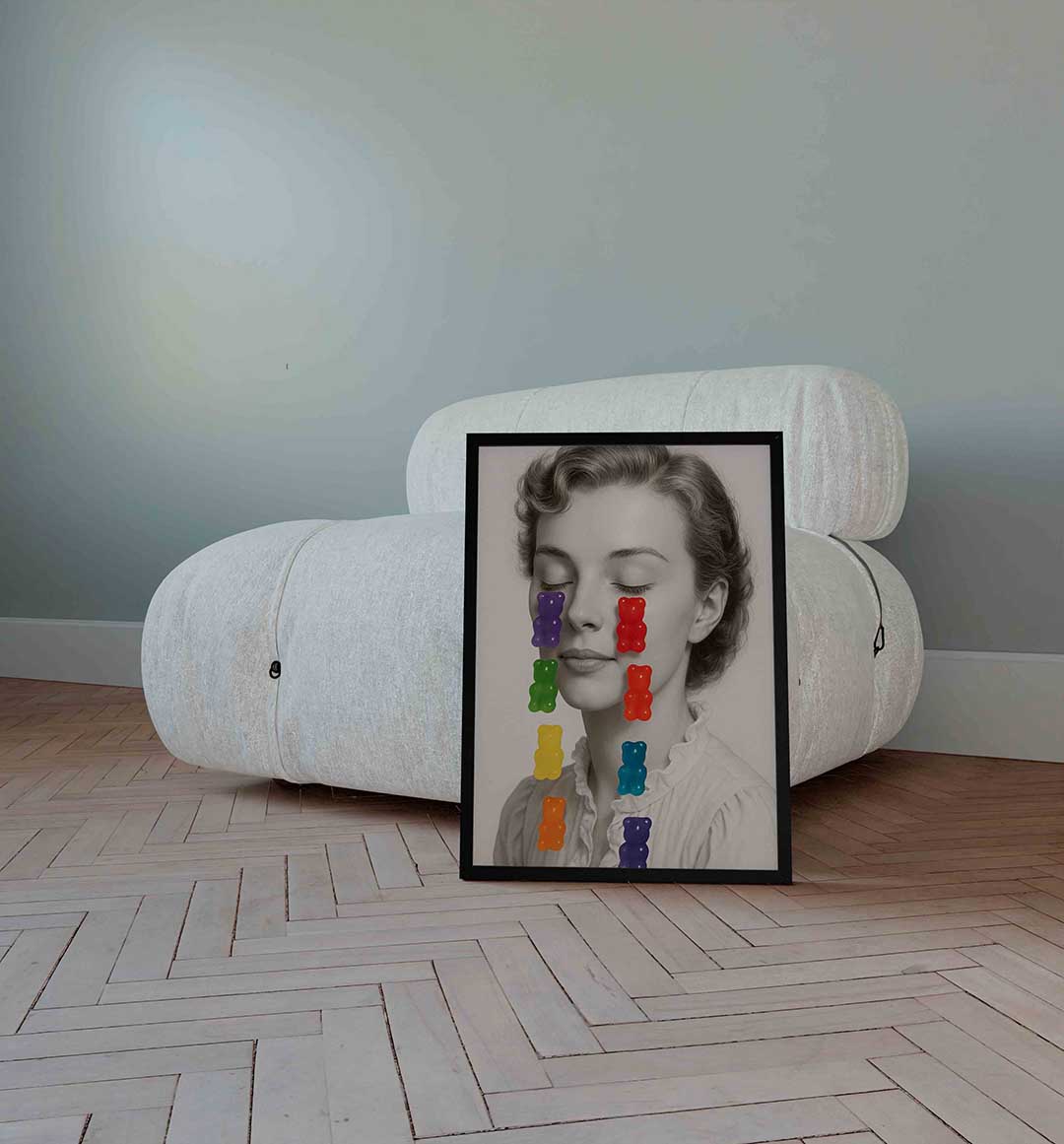 Portret met kleurrijke beren Poster