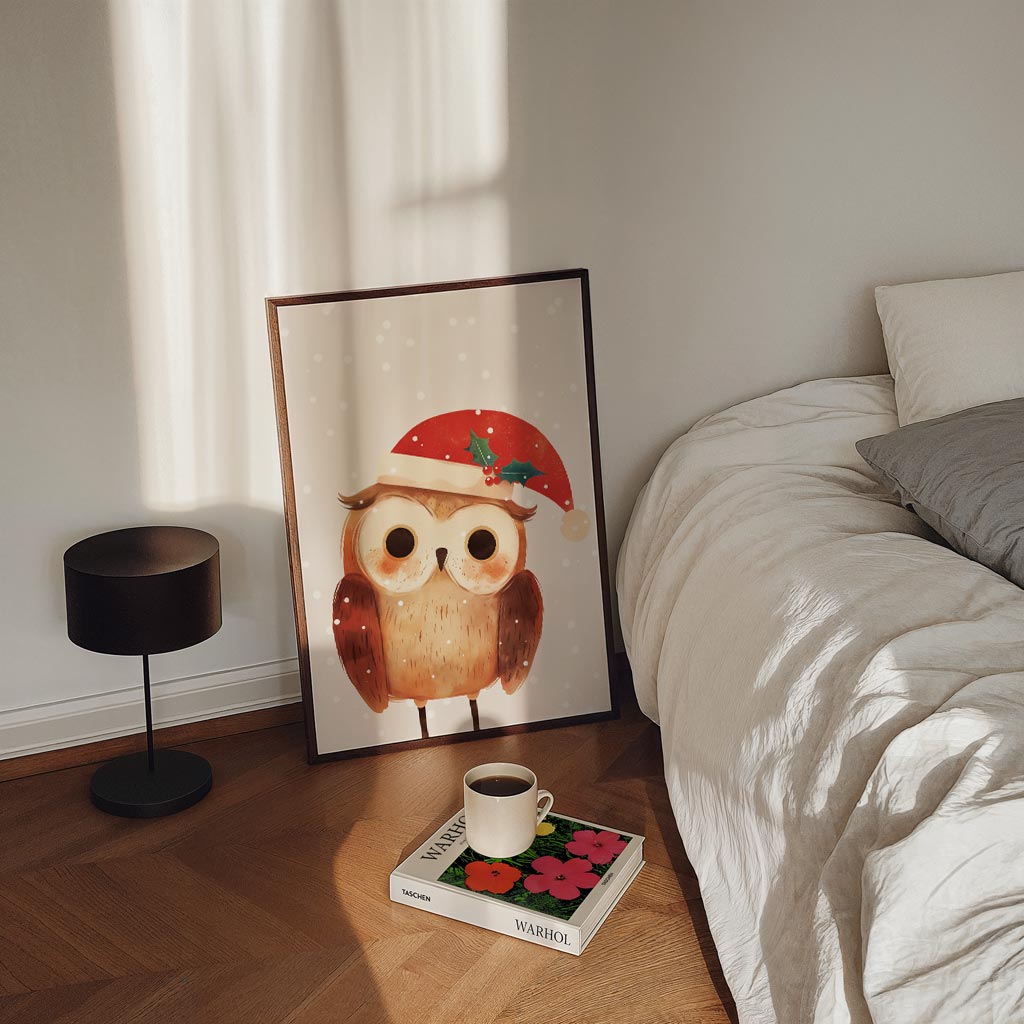 Schattige Uil Kerstposter-WallArtistic