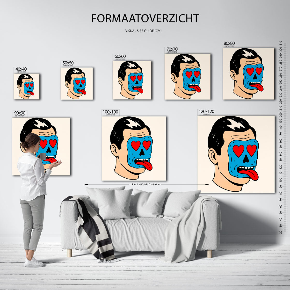 Blauw masker met rode harten Poster