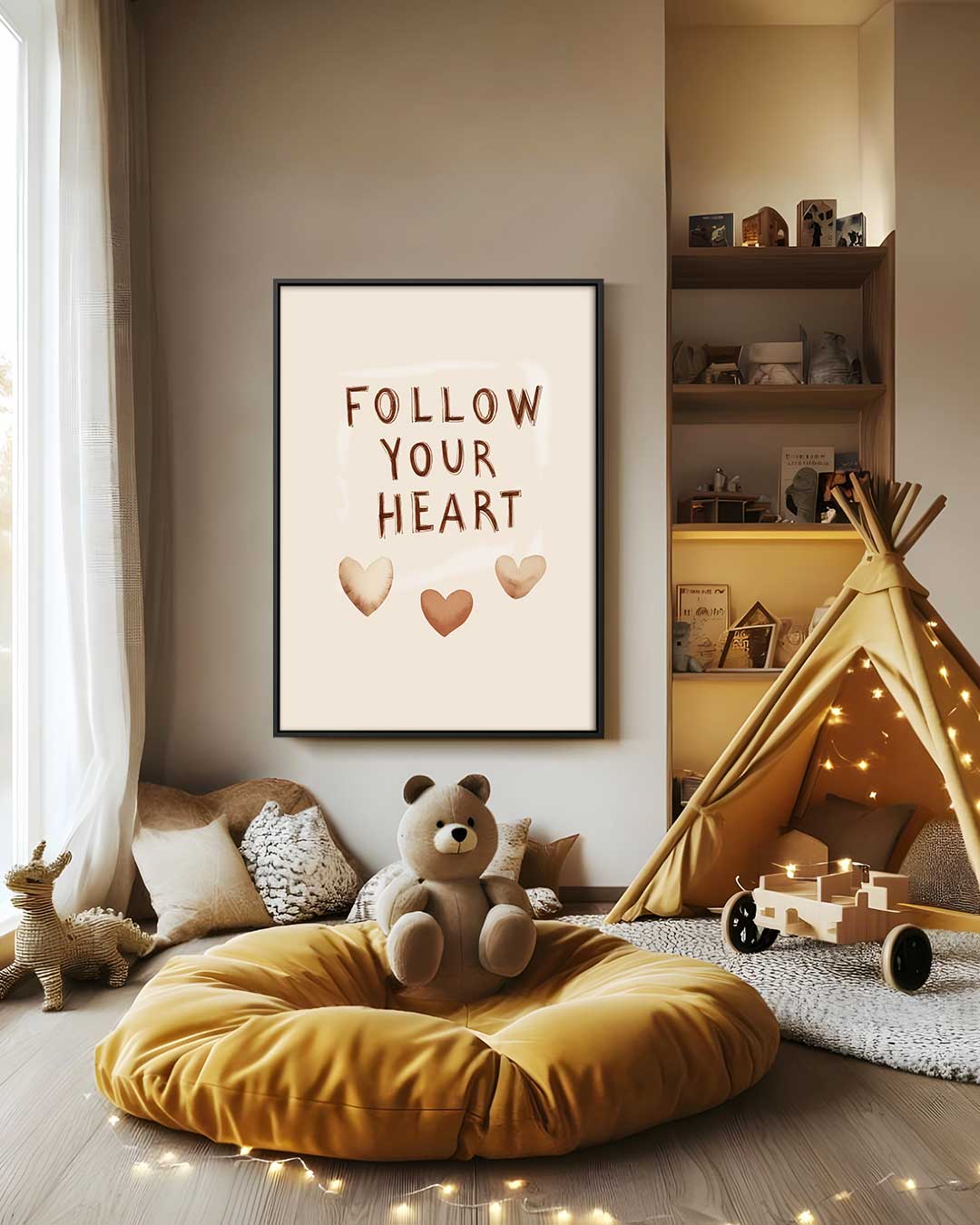 Volg je Hart Poster Kunstwerk-canvas-dibond-plexiglas-wanddecoratie-WallArtistic