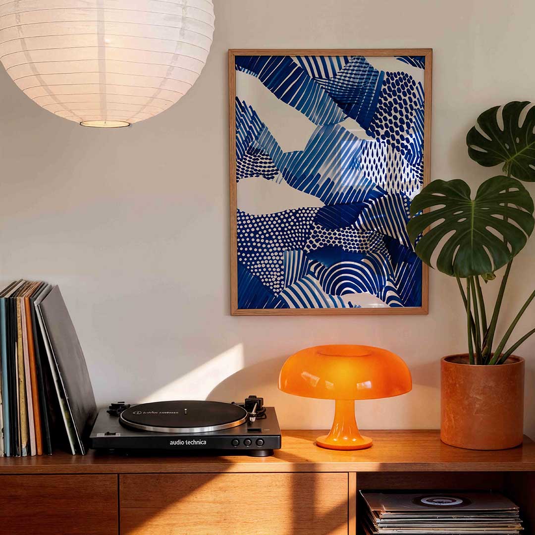 Abstracte blauwe patronen Poster