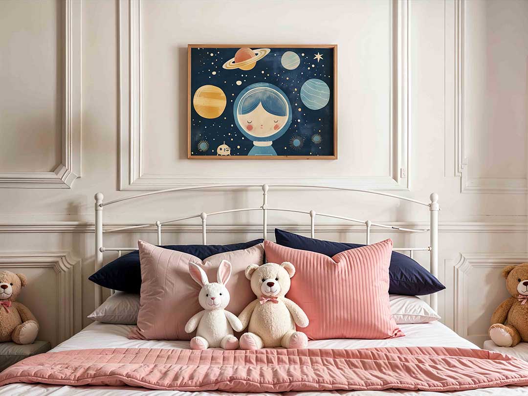Astronaut en planeten Poster
