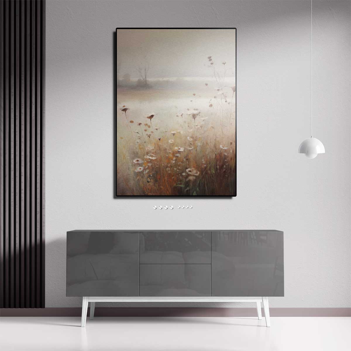 Mistige Bloemenweelde in de Ochtend Kunstwerk-canvas-dibond-plexiglas-wanddecoratie-WallArtistic