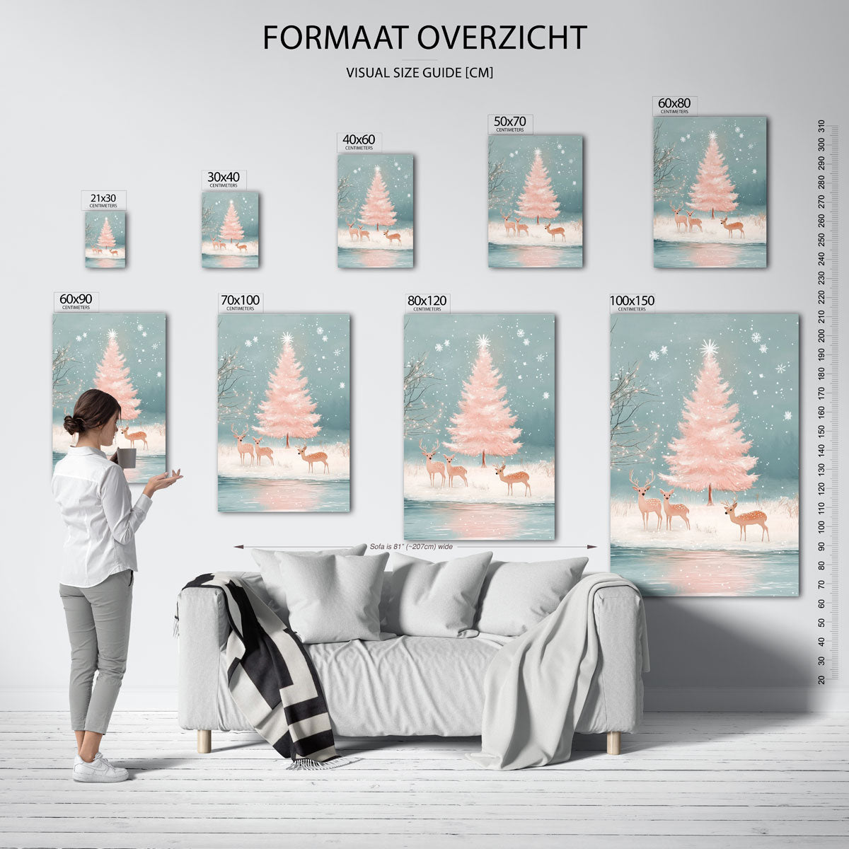 Herten en roze boom Poster