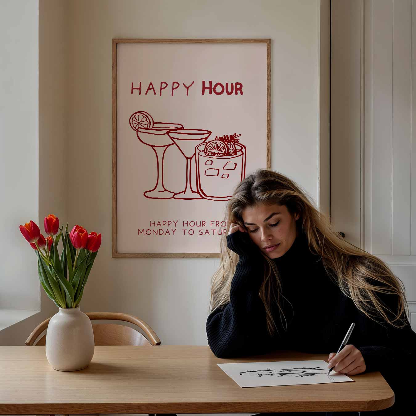 Gezellige Happy Hour Poster-WallArtistic