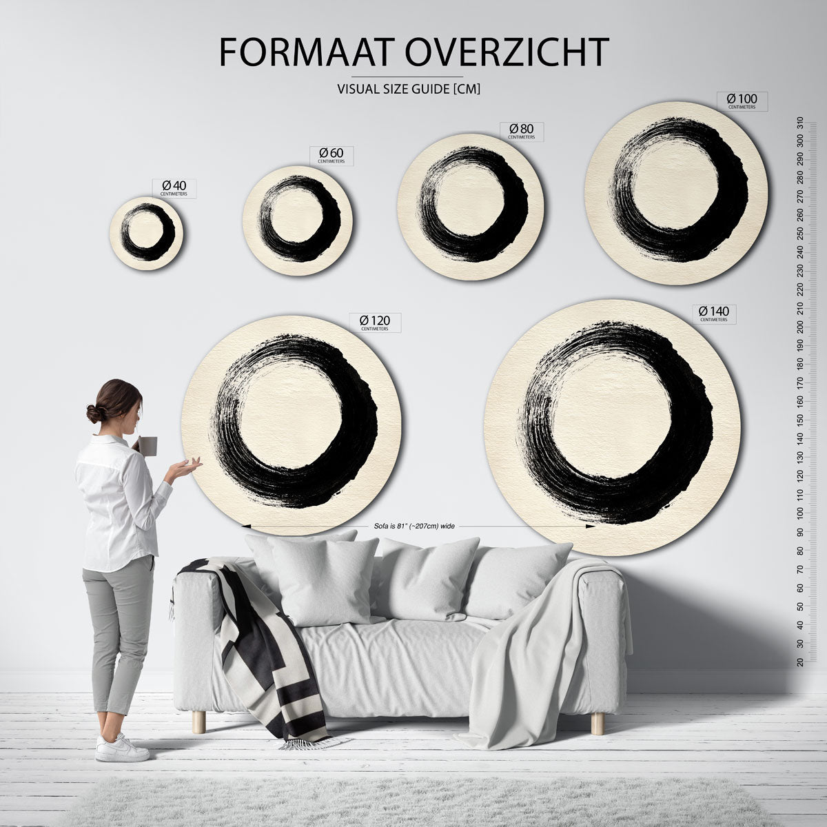 Zwarte penseelstreek Muurcirkel