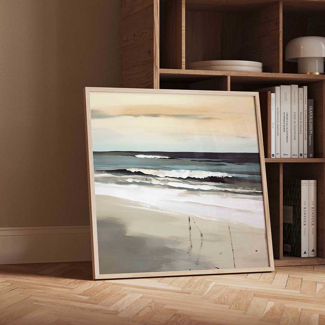 Golven en strand Poster