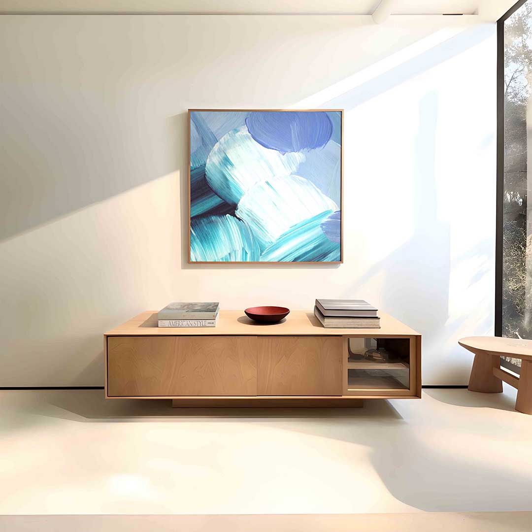 Abstracte blauwe penseelstreken Poster