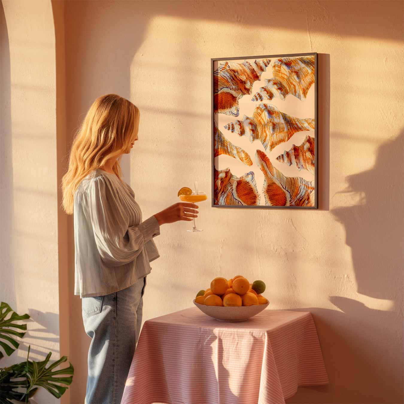Paarse schelpen met stippen Poster-WallArtistic