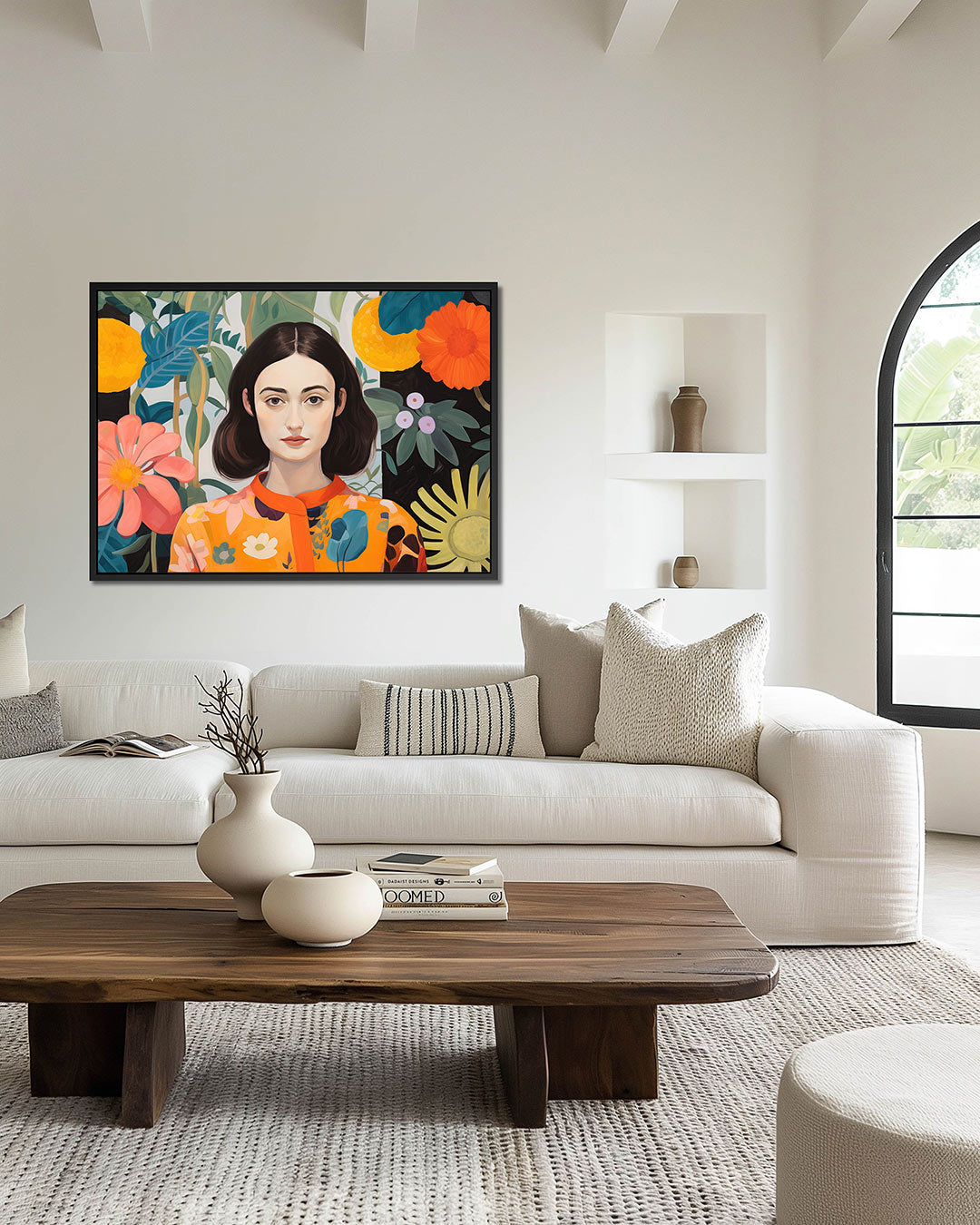 Bloemrijke portret Kunstwerk