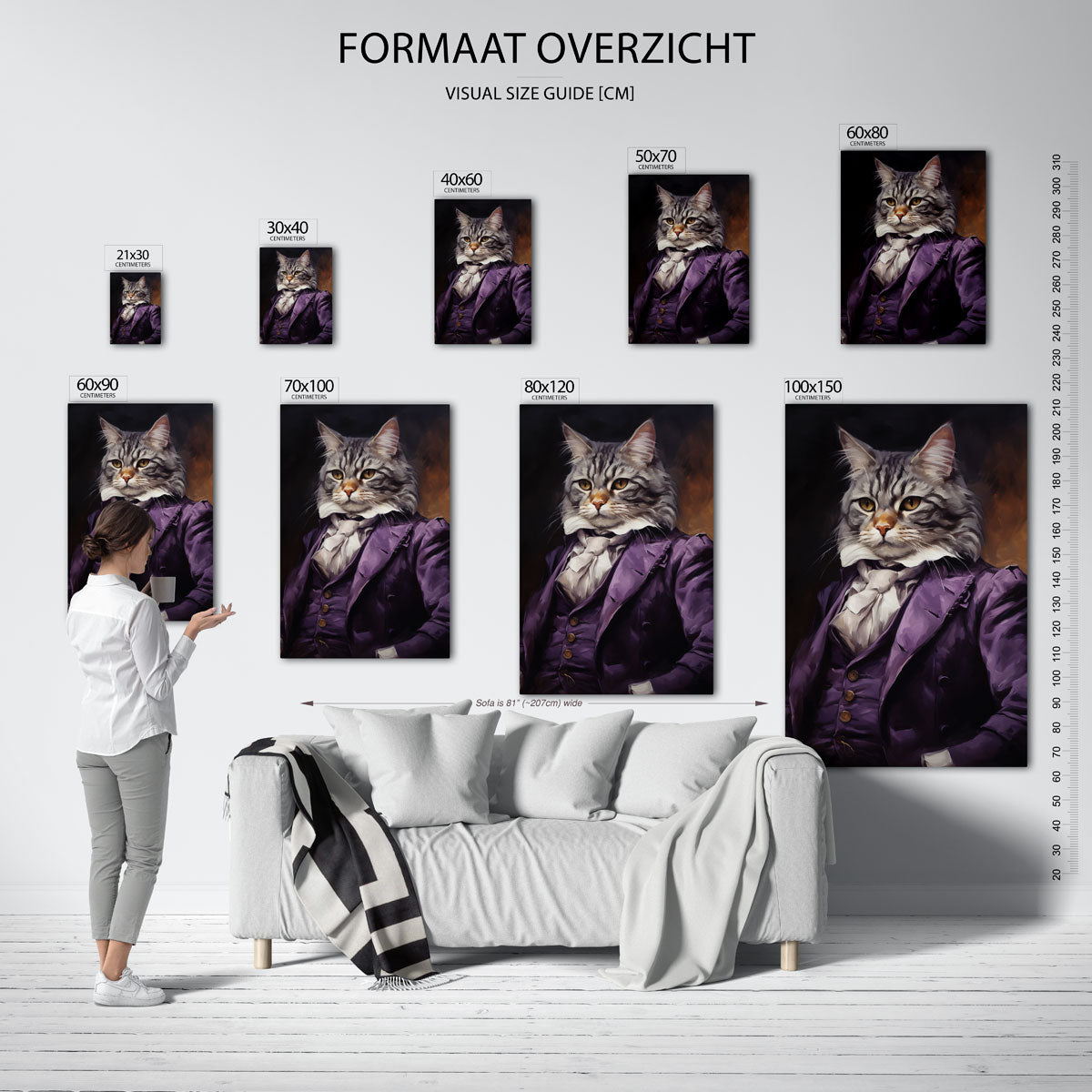 Kat in paars kostuum Poster
