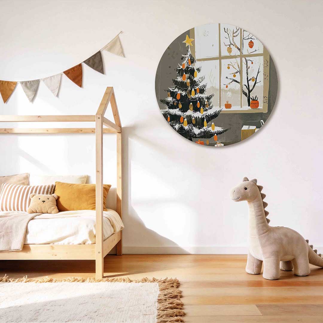 Kerstboom en cadeaus Muurcirkel