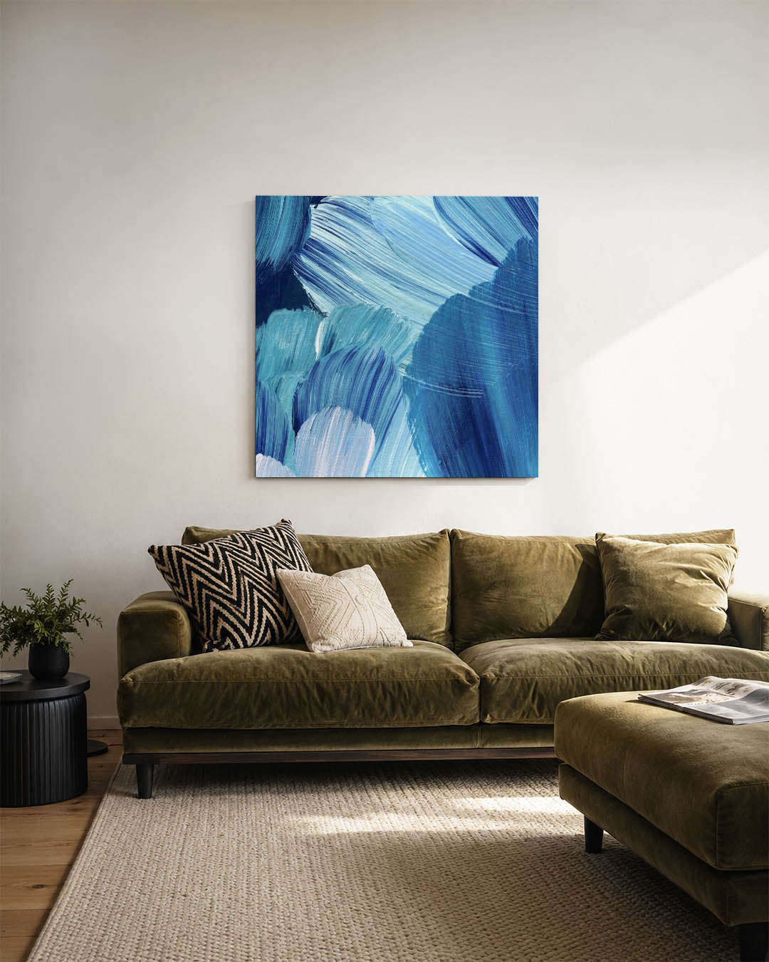Dynamische blauwe beweging Kunstwerk