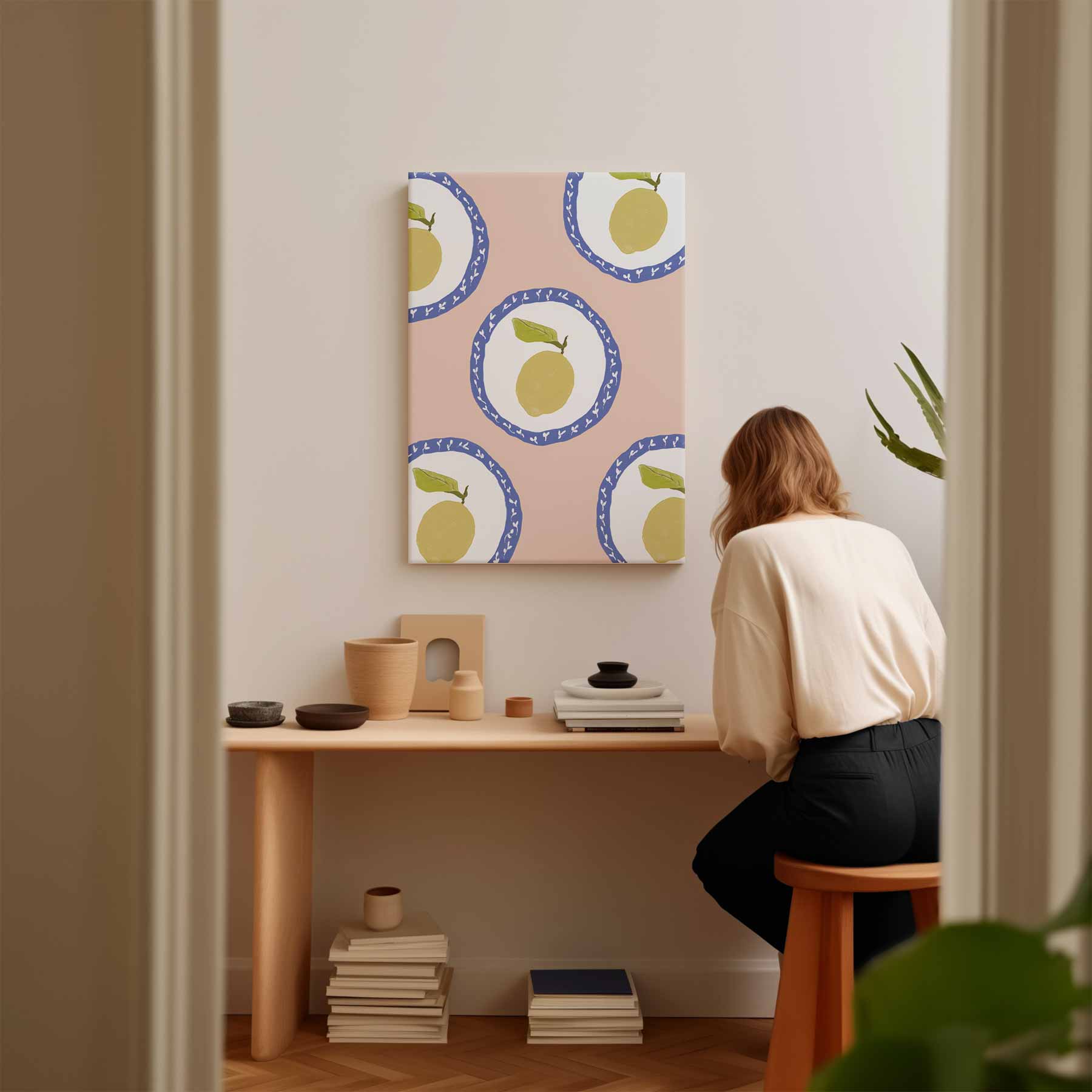 Zomerse Citroenen op Bord Kunstwerk-canvas-dibond-plexiglas-wanddecoratie-WallArtistic