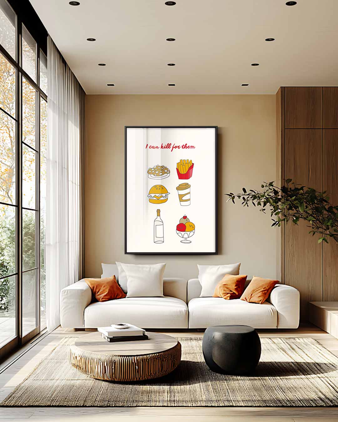 Fastfood Verlangen Illustratie Kunstwerk-canvas-dibond-plexiglas-wanddecoratie-WallArtistic