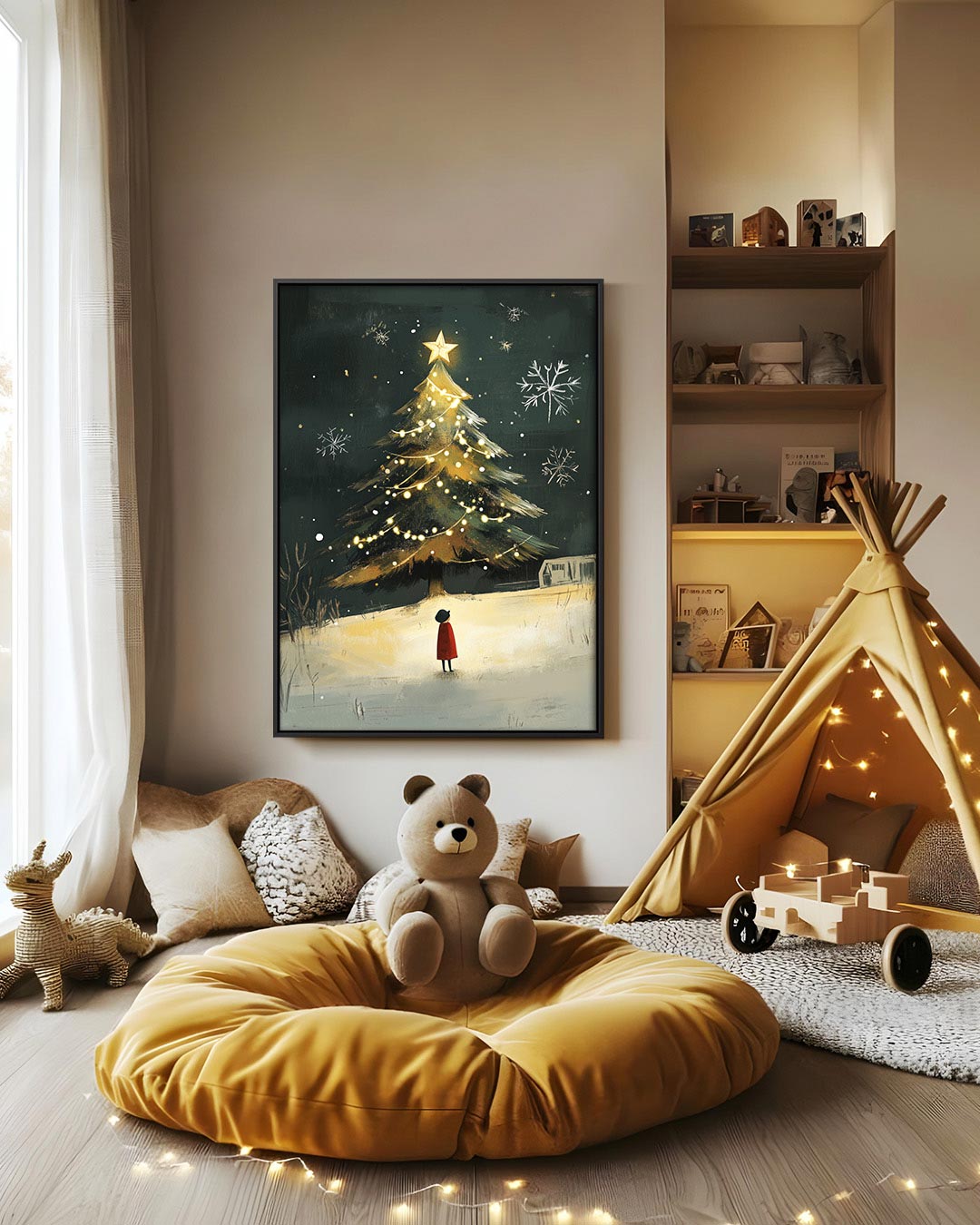 Kerstboom en kind Kunstwerk