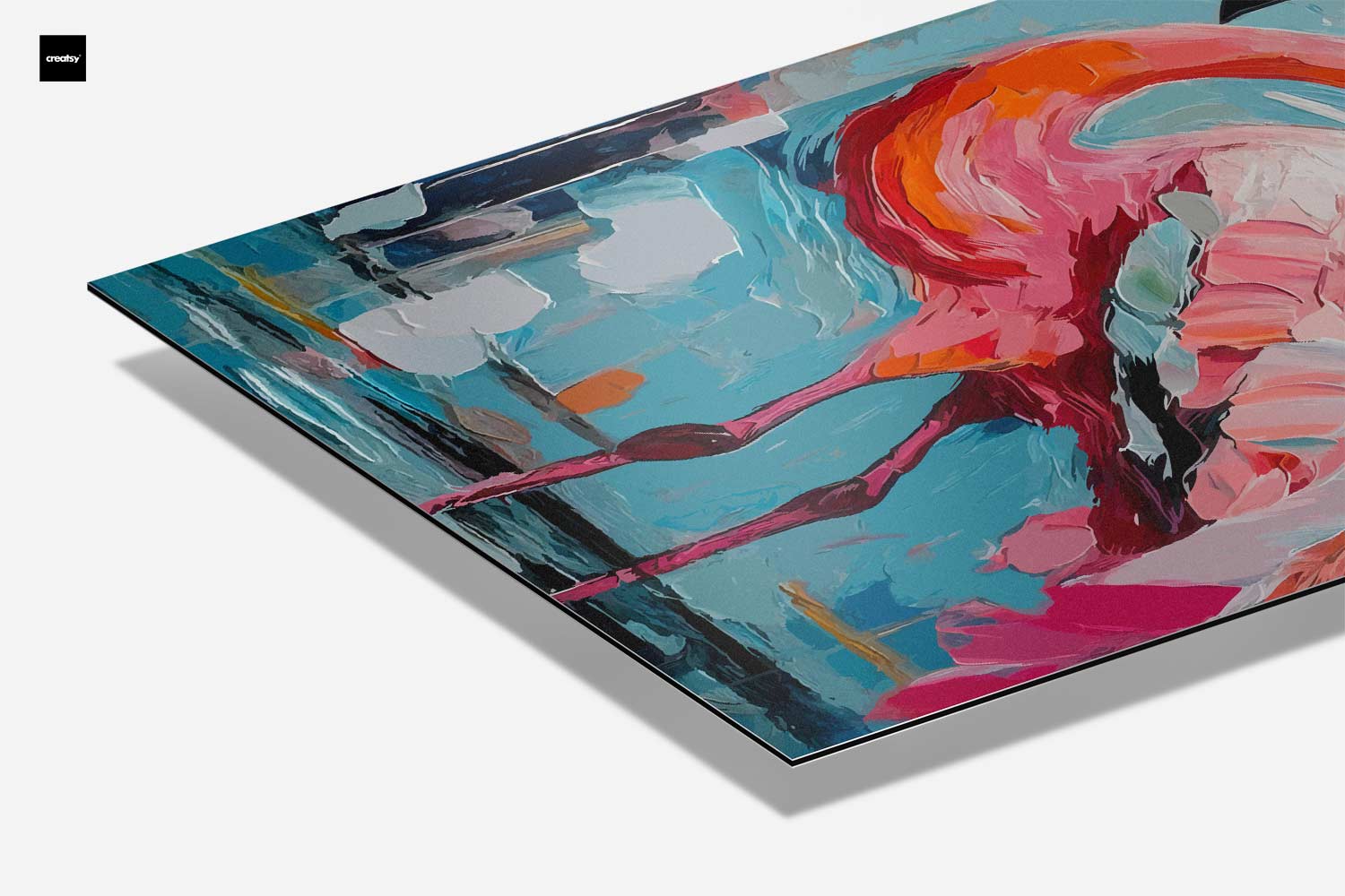 Flamingo in Colorful Environment Artwork