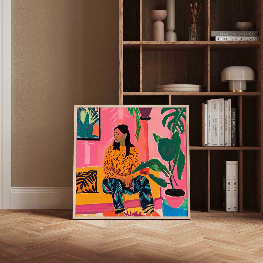 Vrouw op bank Poster