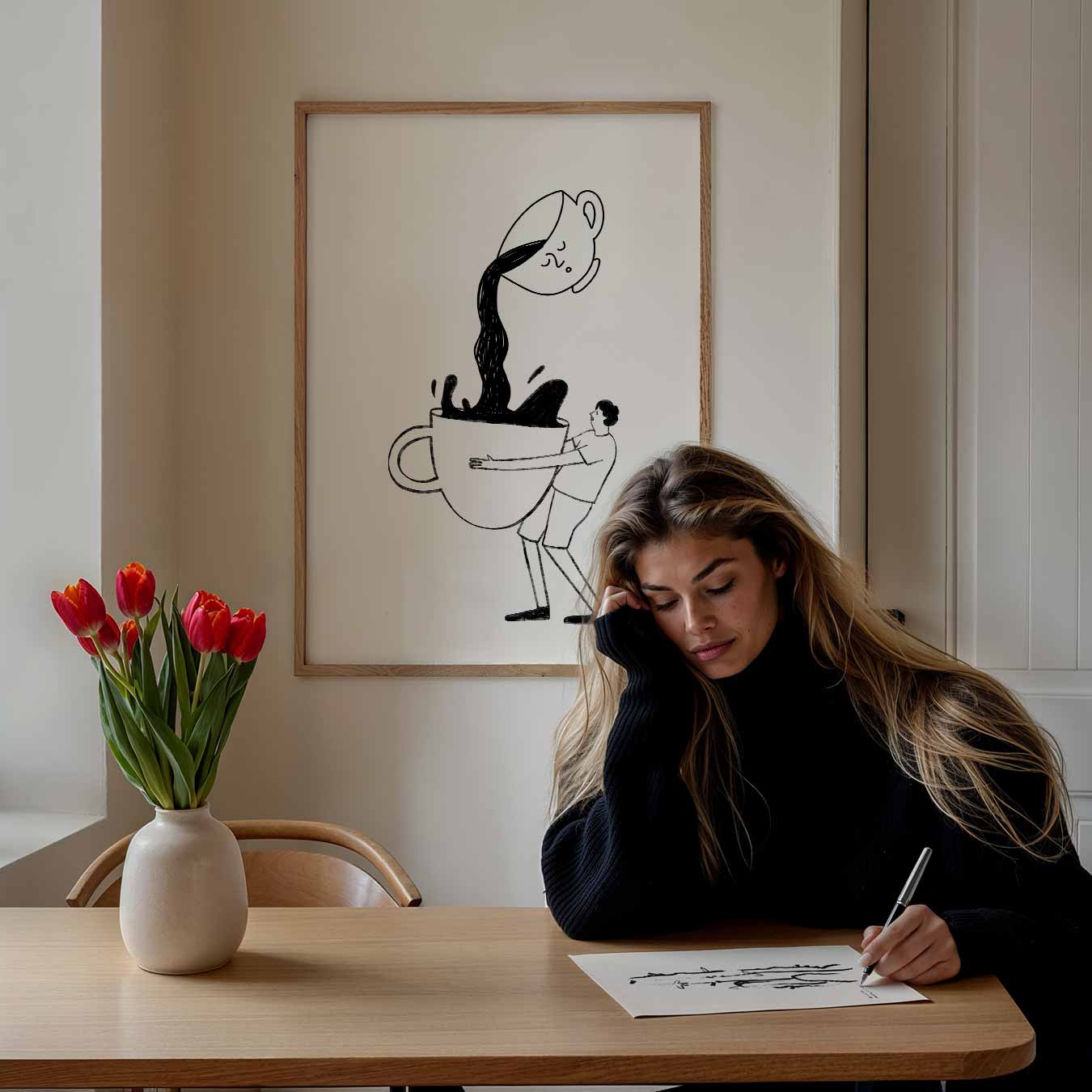 Koffieliefde Illustratie Poster-WallArtistic