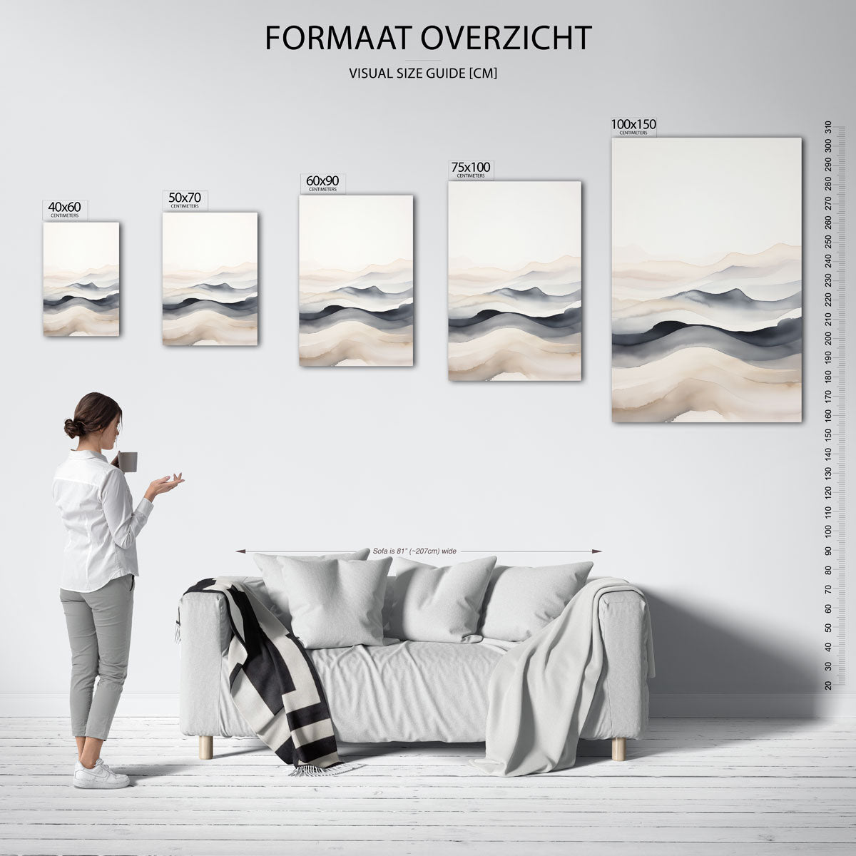 Vloeiende lijnen landschap Kunstwerk